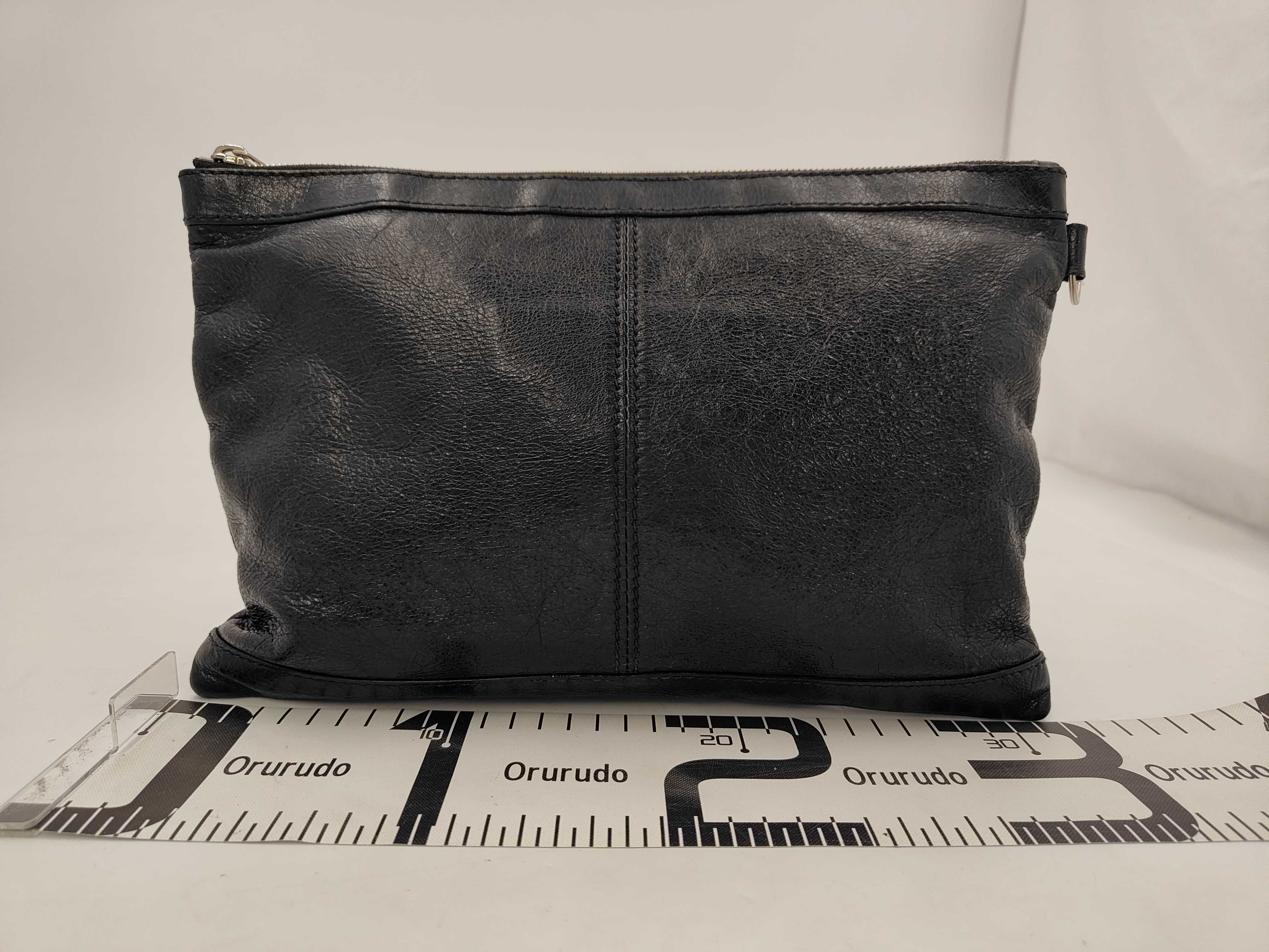 Classic Motorcycle Clip Leather Clutch Bag Black — view 2