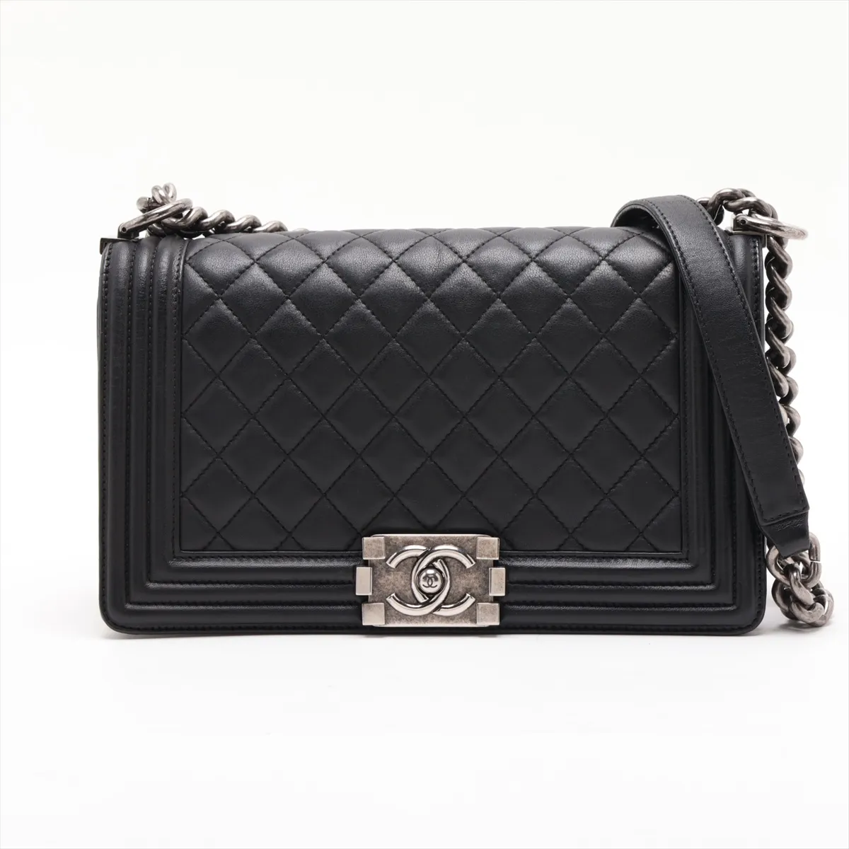 Boy Chanel 25 Lambskin Chain Shoulder Bag, Black with Gunmetal Hardware, 18379612, Serial Number 18, A67086