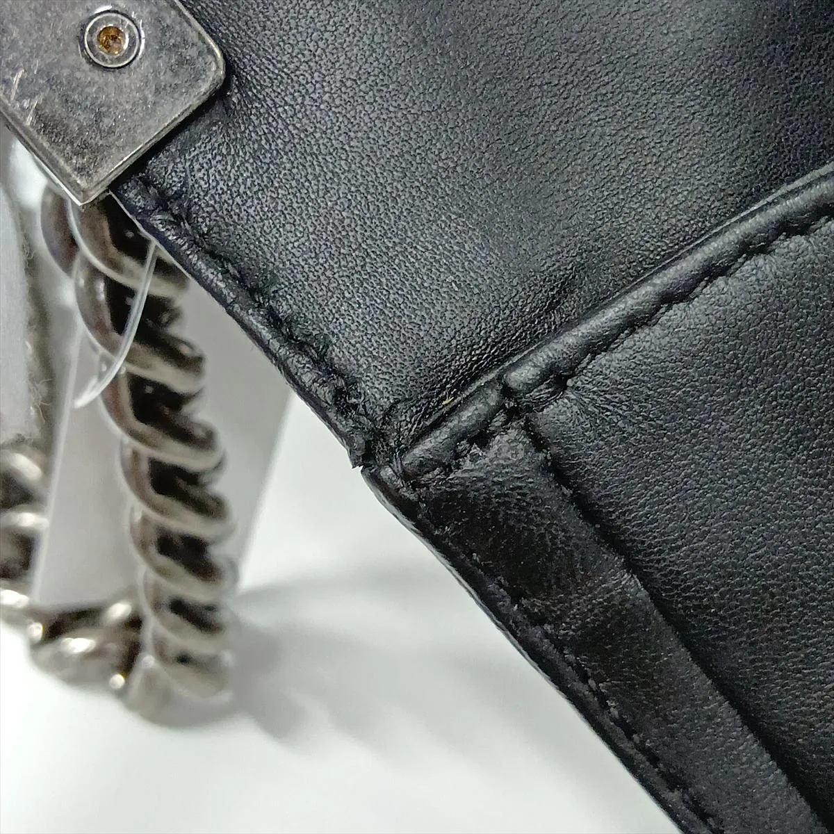 Boy Chanel 25 Lambskin Chain Shoulder Bag, Black with Gunmetal Hardware, 18379612, Serial Number 18, A67086 — view 14