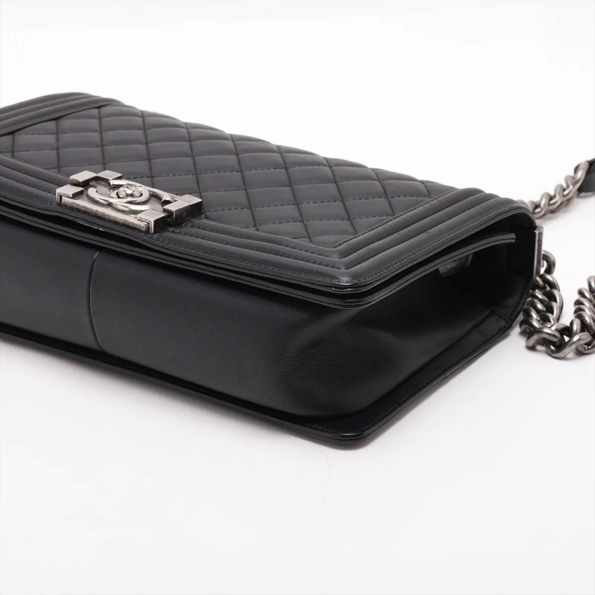 Boy Chanel 25 Lambskin Chain Shoulder Bag, Black with Gunmetal Hardware, 18379612, Serial Number 18, A67086 — view 3