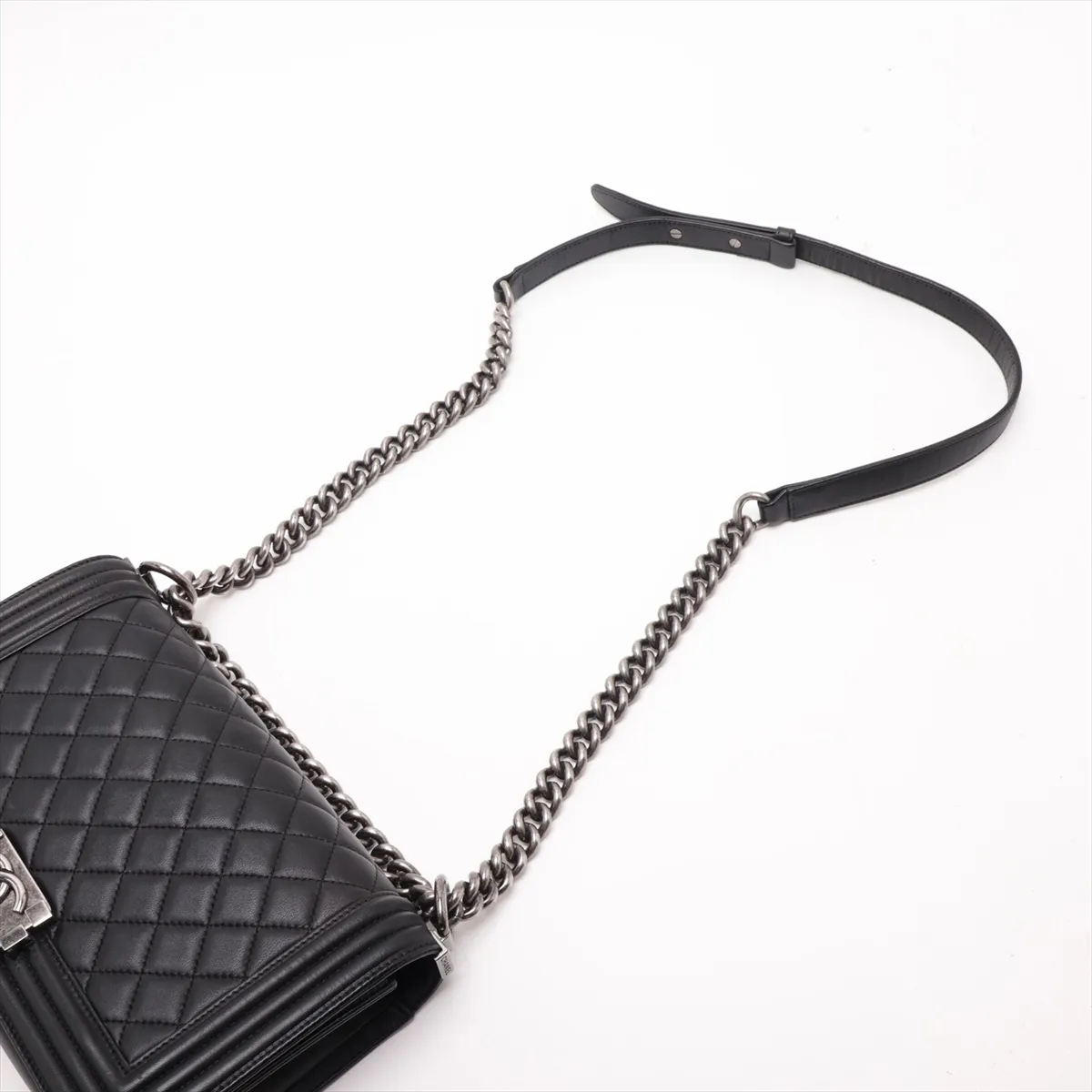 Boy Chanel 25 Lambskin Chain Shoulder Bag, Black with Gunmetal Hardware, 18379612, Serial Number 18, A67086 — view 5
