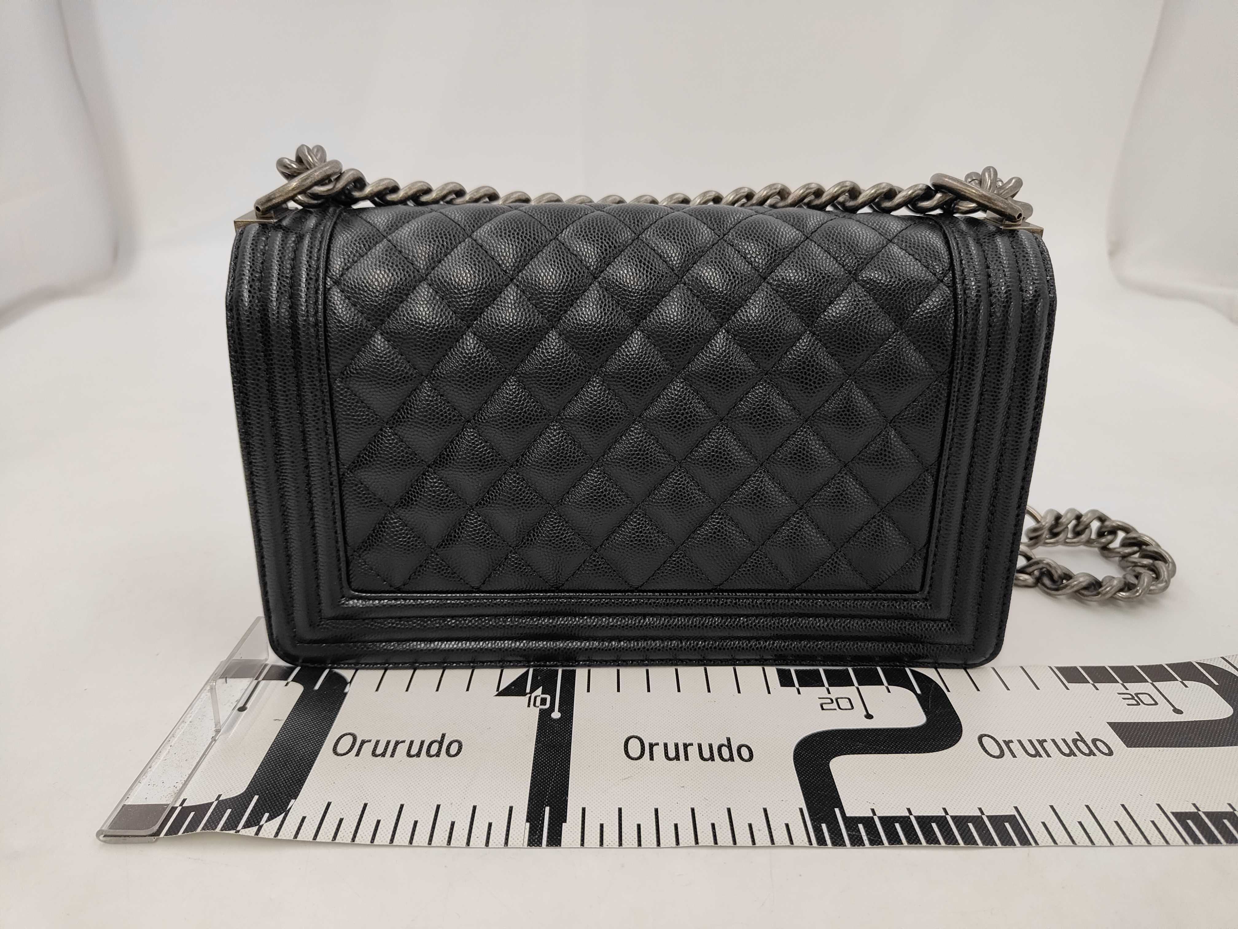 Boy Chanel Chain Shoulder Bag, Black Caviar Leather, Antique Silver Hardware. — view 2