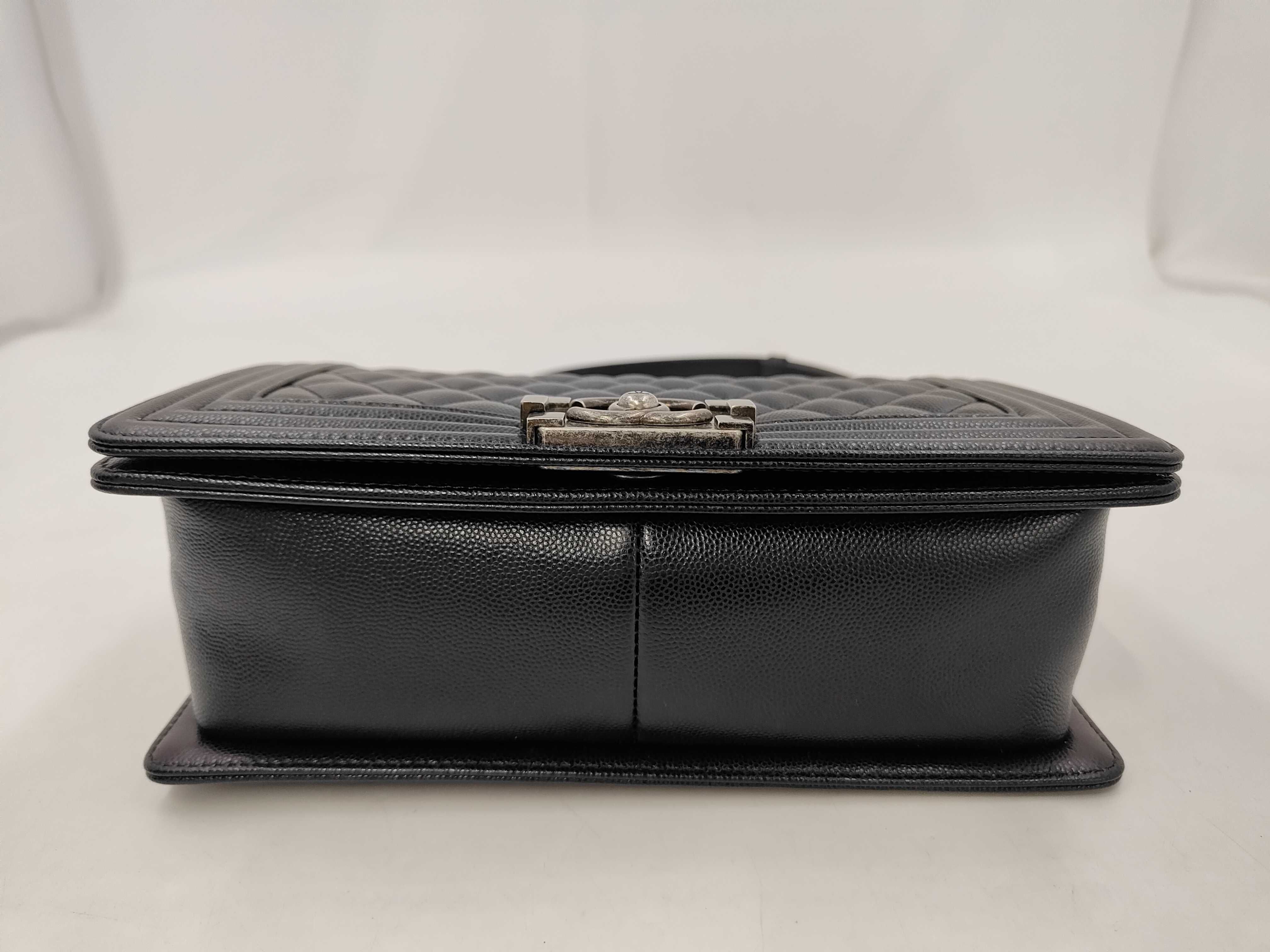 Boy Chanel Chain Shoulder Bag, Black Caviar Leather, Antique Silver Hardware. — view 3