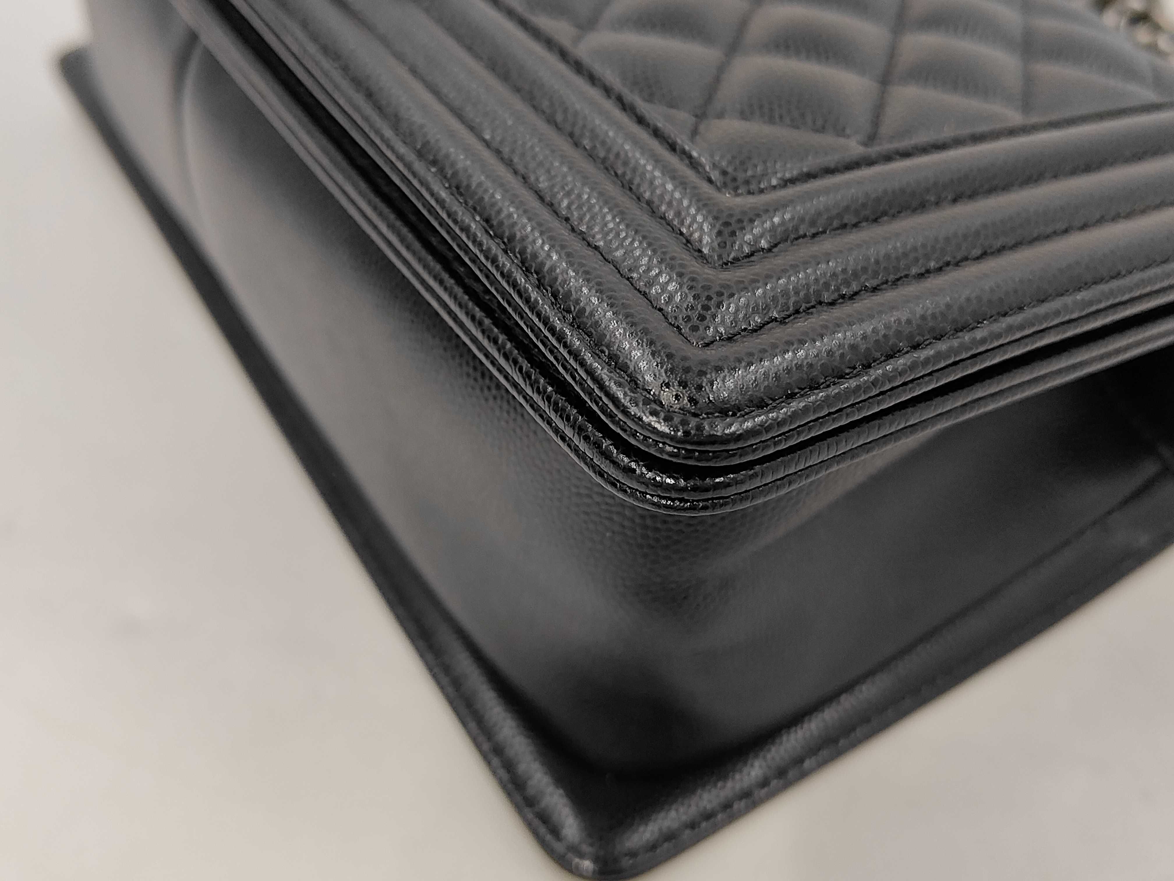 Boy Chanel Chain Shoulder Bag, Black Caviar Leather, Antique Silver Hardware. — view 4