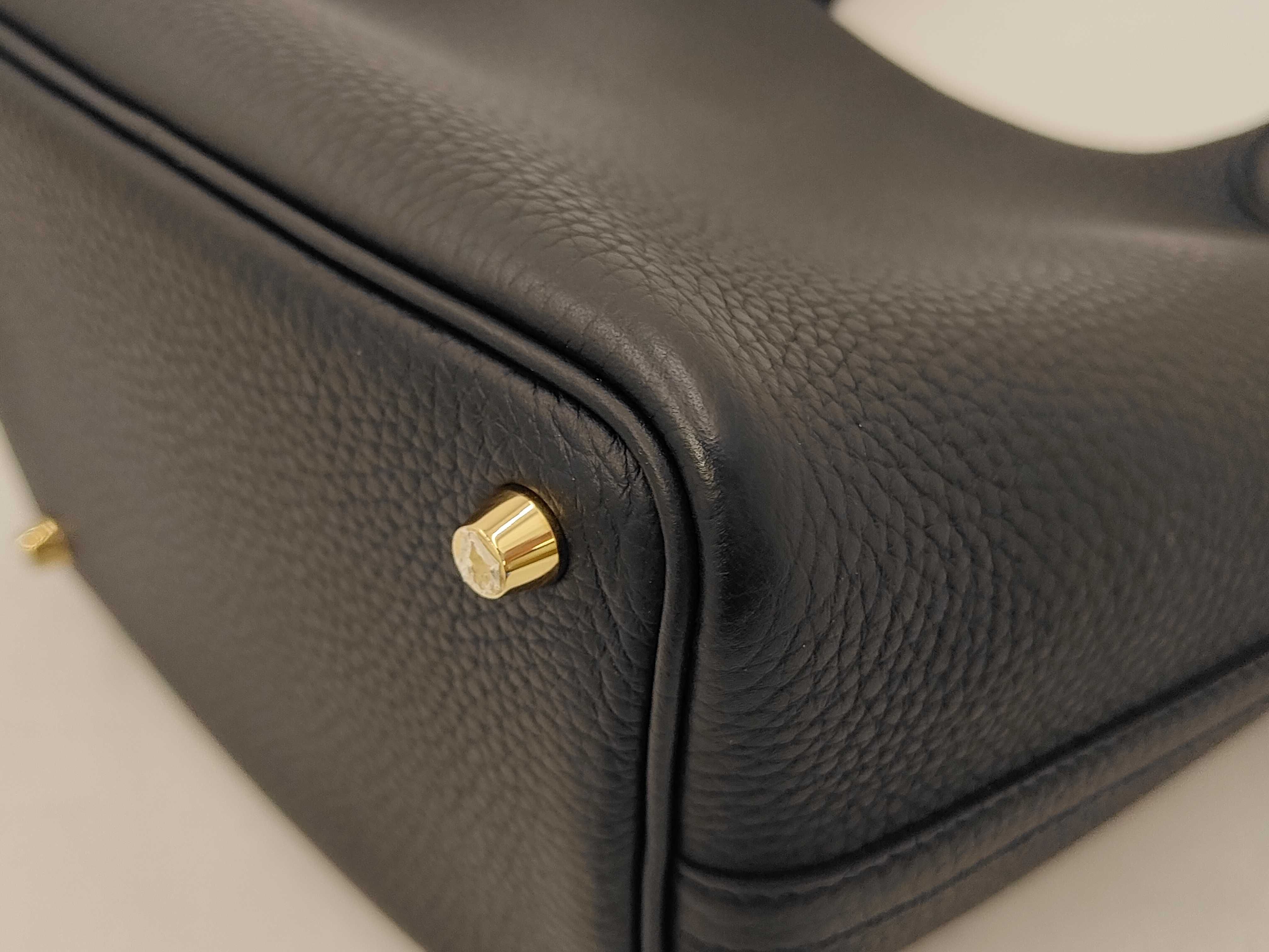 Picotin Lock 18 Black Taurillon Clemence Leather Gold Hardware W Stamp Handbag — view 4