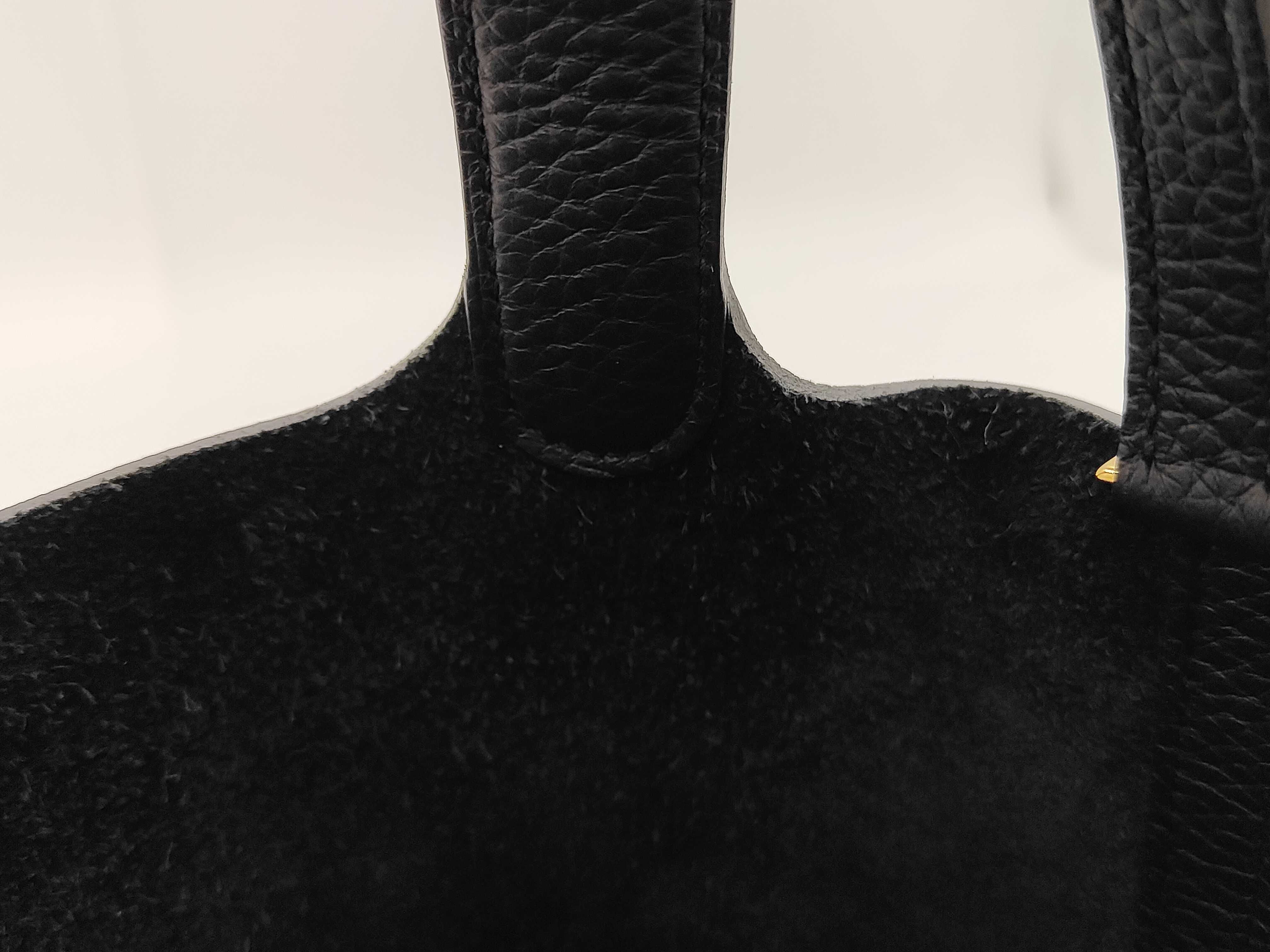 Picotin Lock 18 Black Taurillon Clemence Leather Gold Hardware W Stamp Handbag — view 7