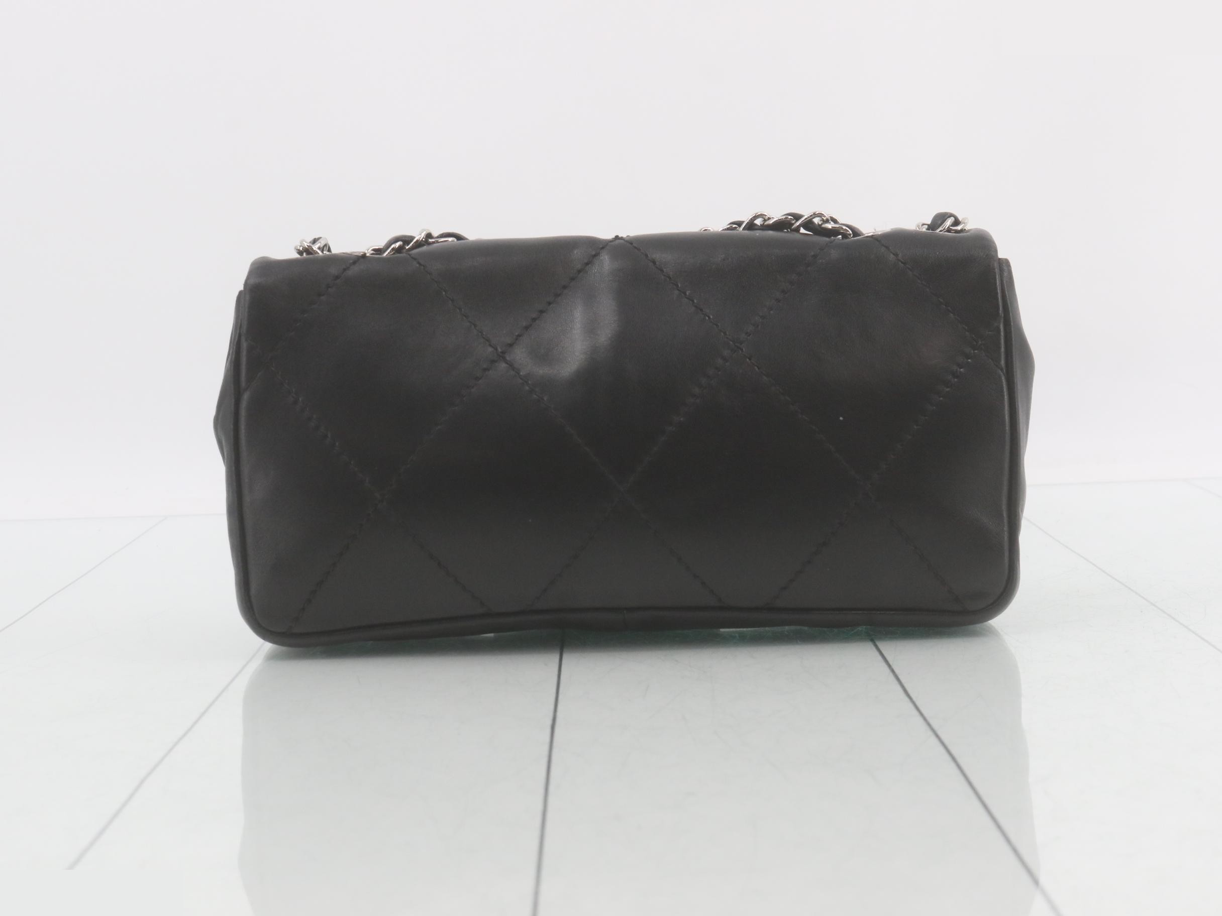 Leather, Coco Mark hardware, chain shoulder bag, black — view 2