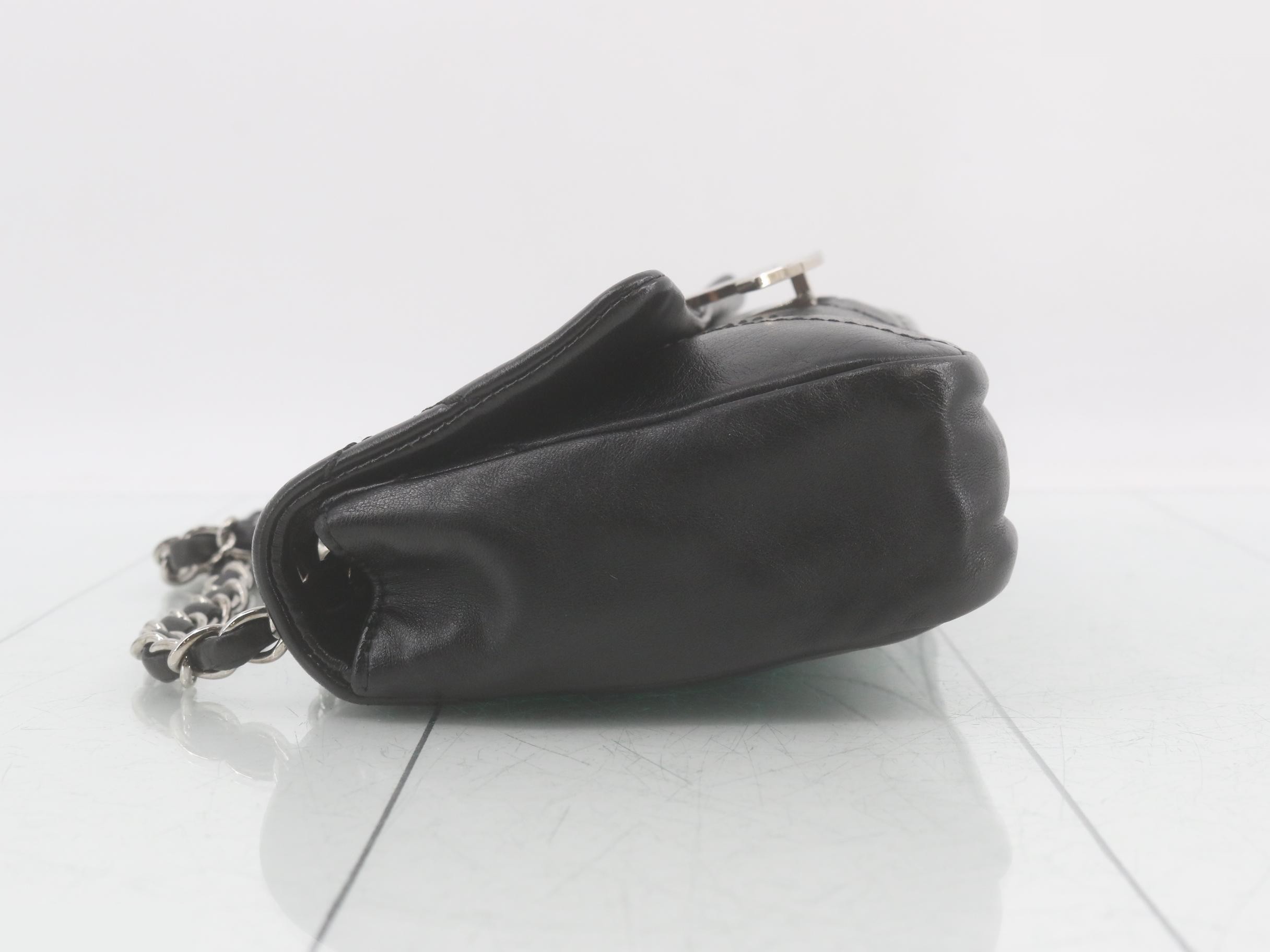 Leather, Coco Mark hardware, chain shoulder bag, black — view 4