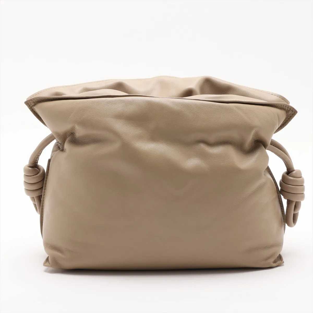 Flamenco Puffer Leather Shoulder Bag, Khaki — view 2