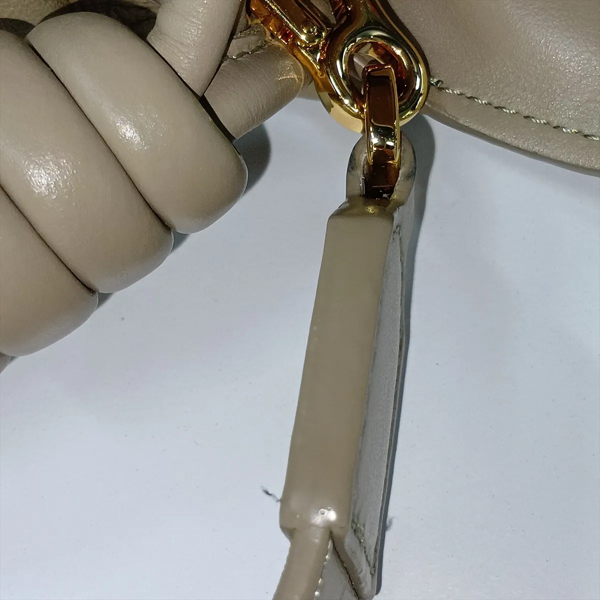 Flamenco Puffer Leather Shoulder Bag, Khaki — view 10
