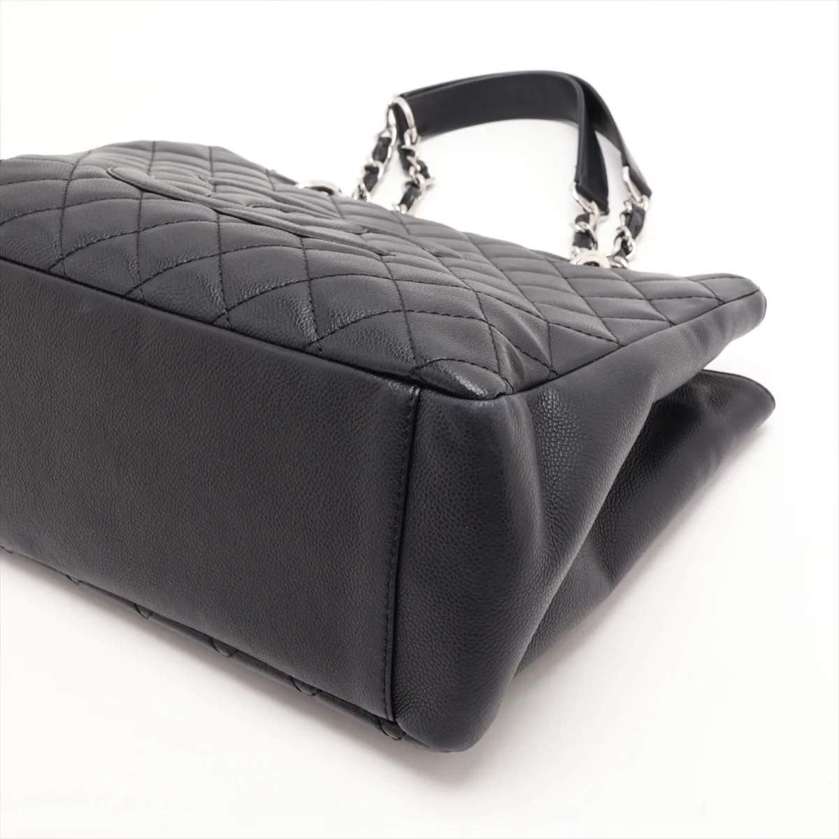 GST Caviar Skin Chain Tote Bag, Black with Silver Hardware, Item No. 11603999, Series No. 11 — view 3