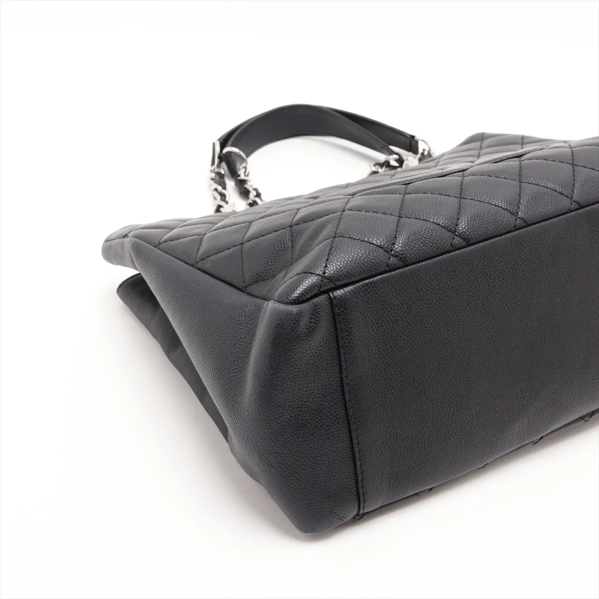 GST Caviar Skin Chain Tote Bag, Black with Silver Hardware, Item No. 11603999, Series No. 11 — view 4