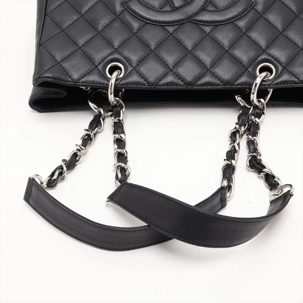 GST Caviar Skin Chain Tote Bag, Black with Silver Hardware, Item No. 11603999, Series No. 11 — view 5