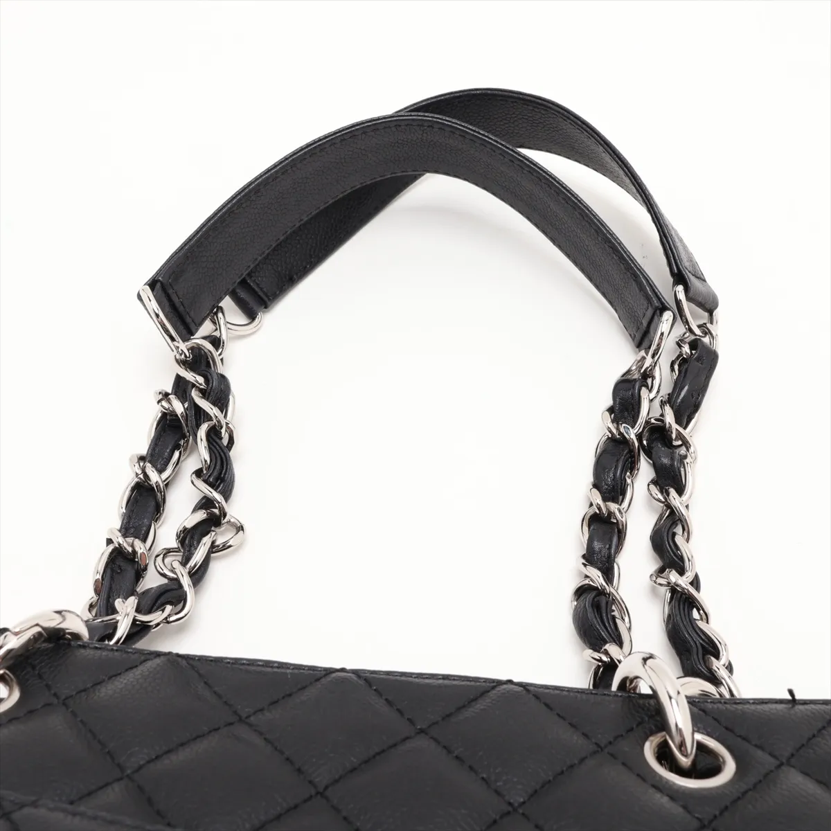 GST Caviar Skin Chain Tote Bag, Black with Silver Hardware, Item No. 11603999, Series No. 11 — view 6