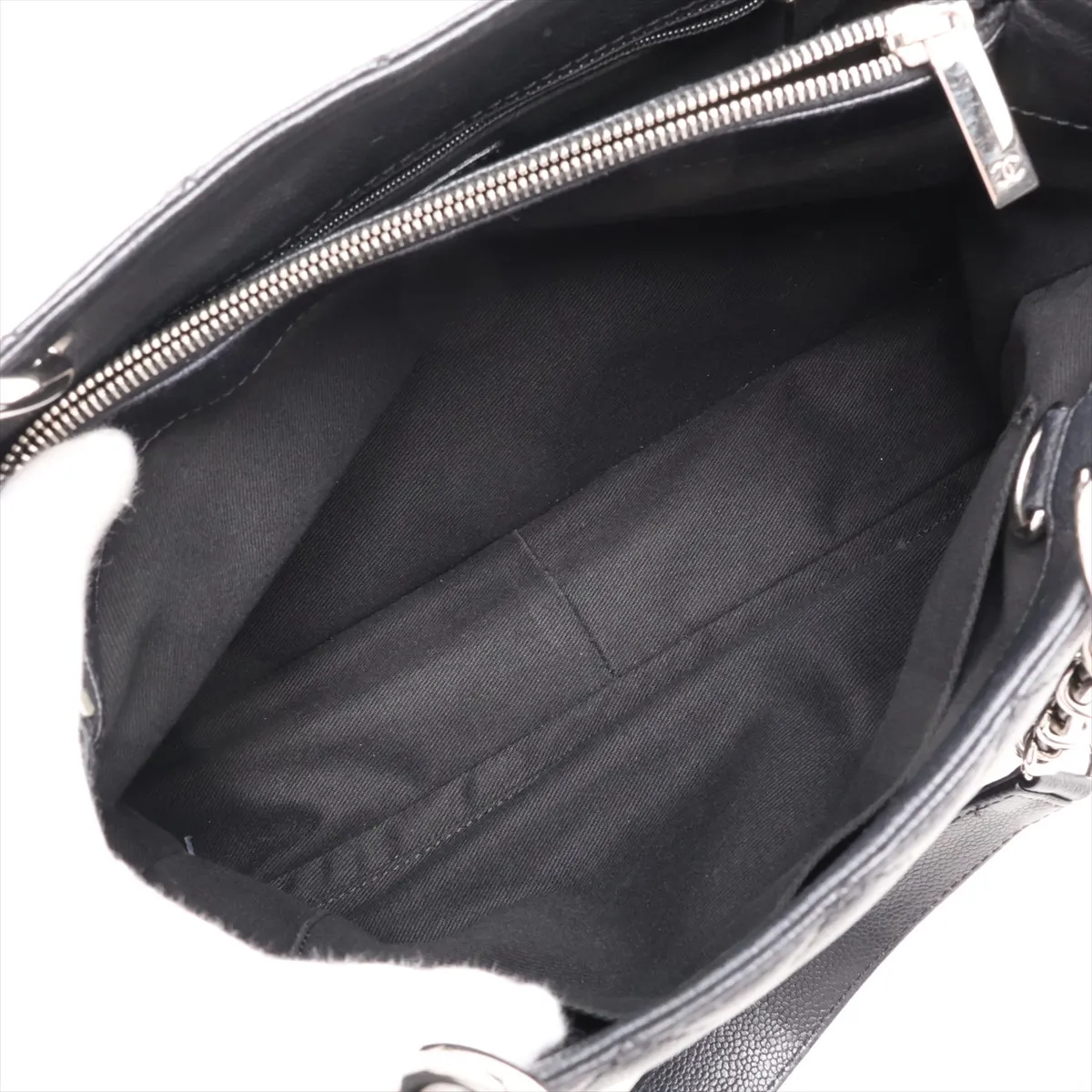 GST Caviar Skin Chain Tote Bag, Black with Silver Hardware, Item No. 11603999, Series No. 11 — view 7