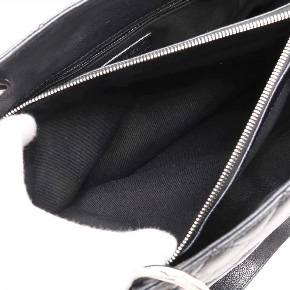 GST Caviar Skin Chain Tote Bag, Black with Silver Hardware, Item No. 11603999, Series No. 11 — view 8