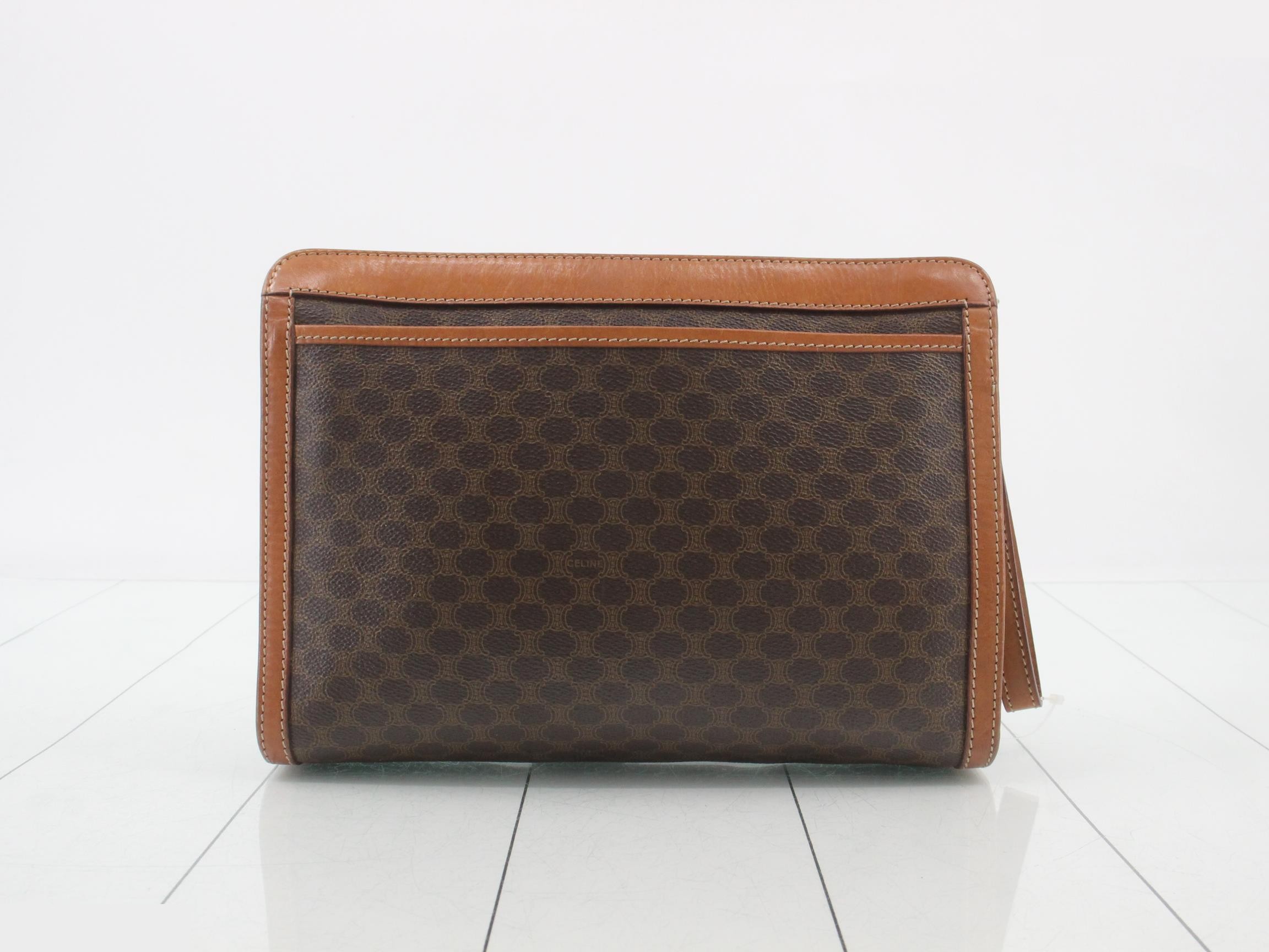 Macadam Clutch Bag, PVC/Leather, Brown — view 2