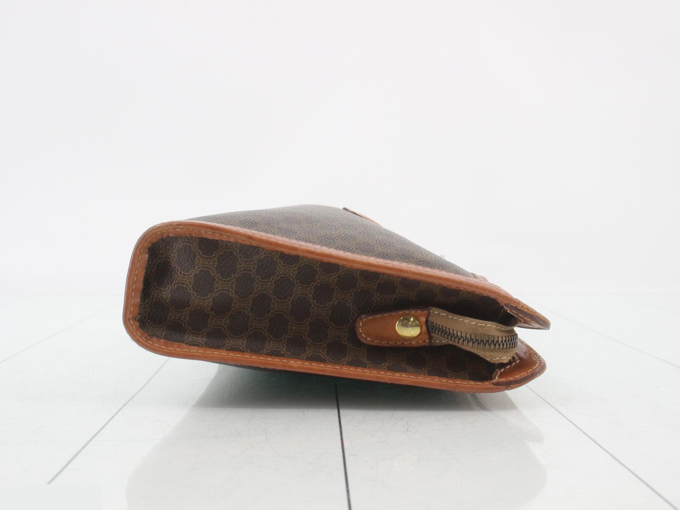 Macadam Clutch Bag, PVC/Leather, Brown — view 3