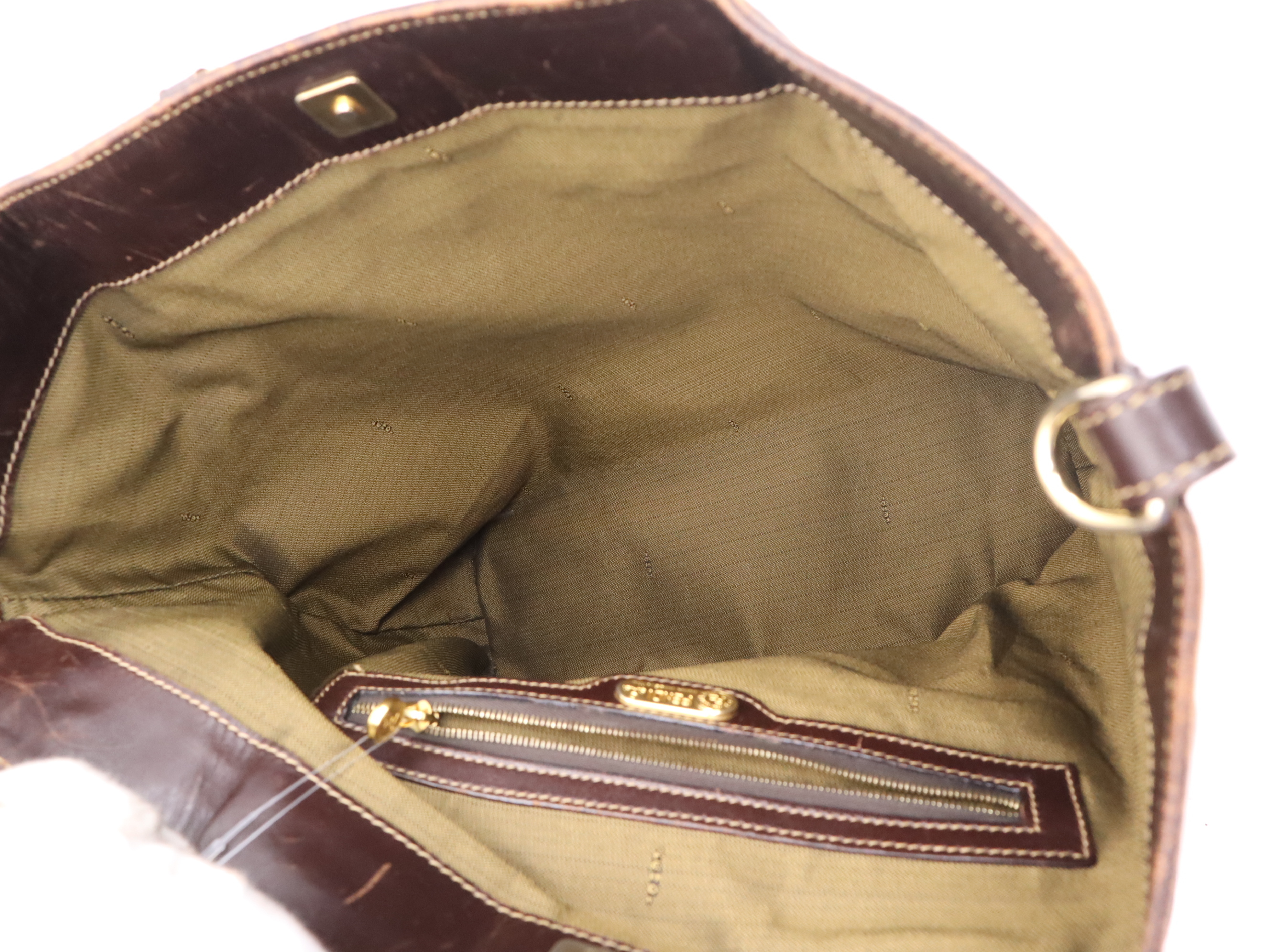 Canvas x Leather Zucca Tote Bag, Brown, Gold Hardware — view 12