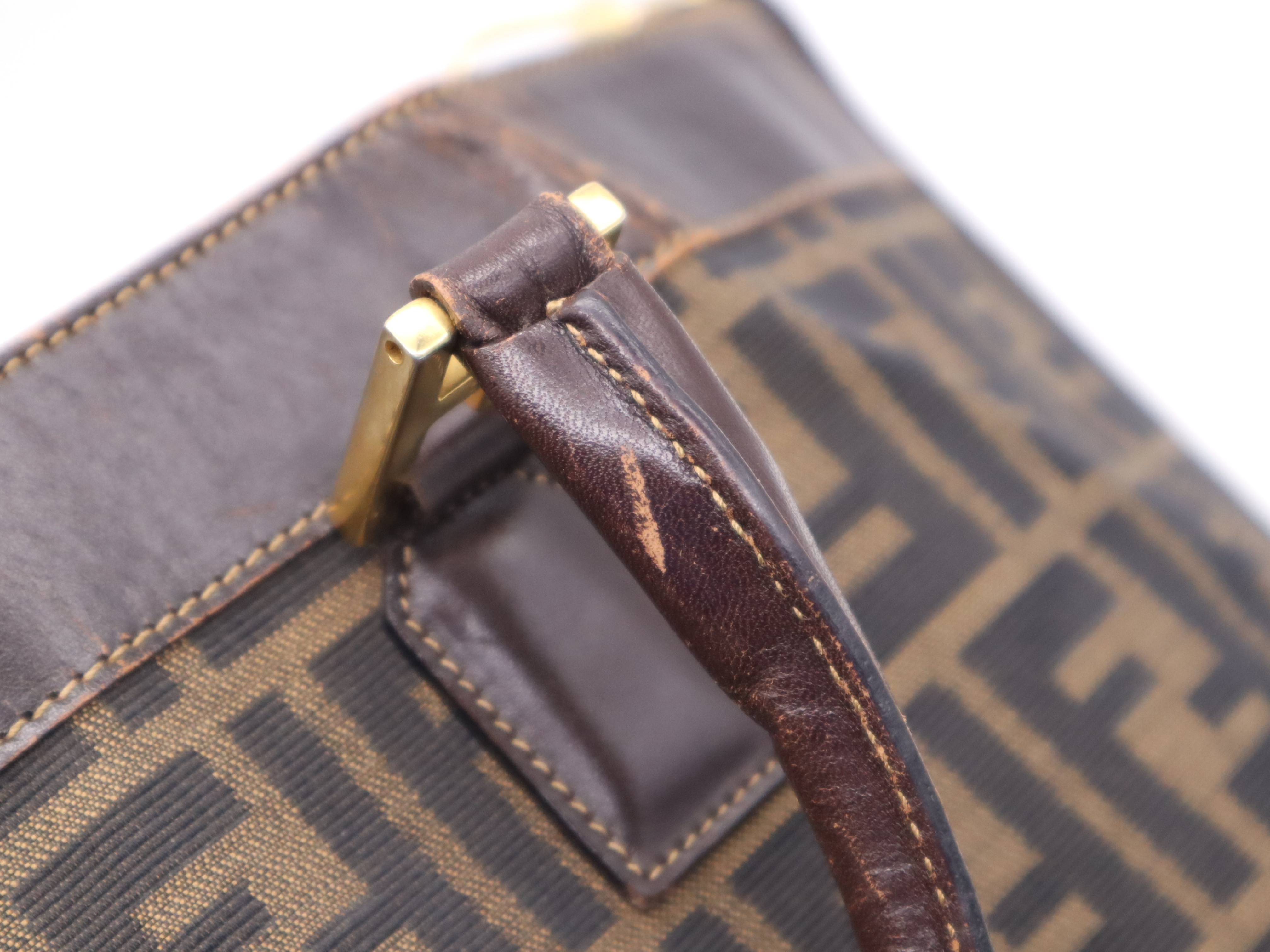Canvas x Leather Zucca Tote Bag, Brown, Gold Hardware — view 10