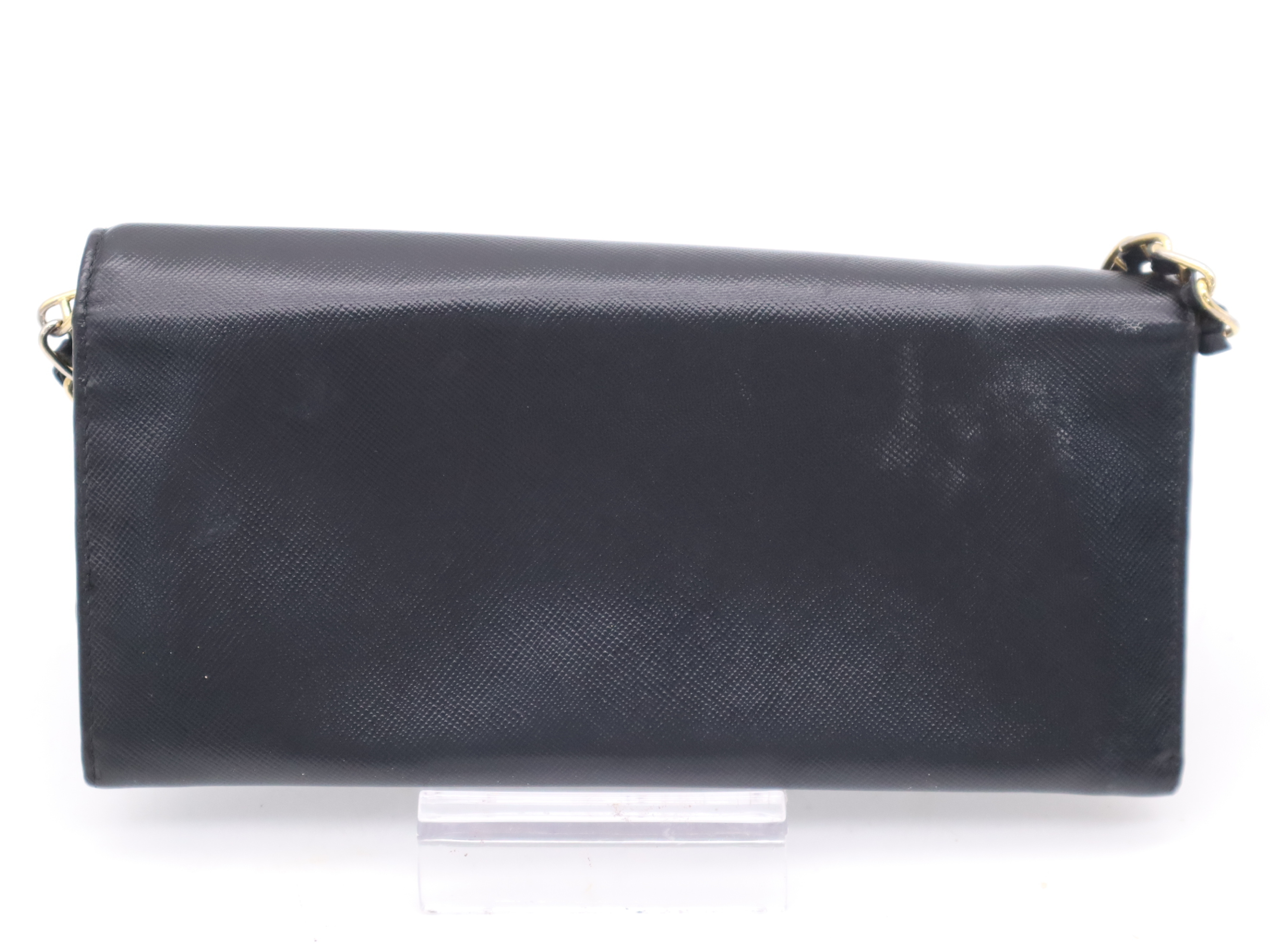 Leather Chain Wallet, Black with Gold Hardware, Shoulder Bag — view 2