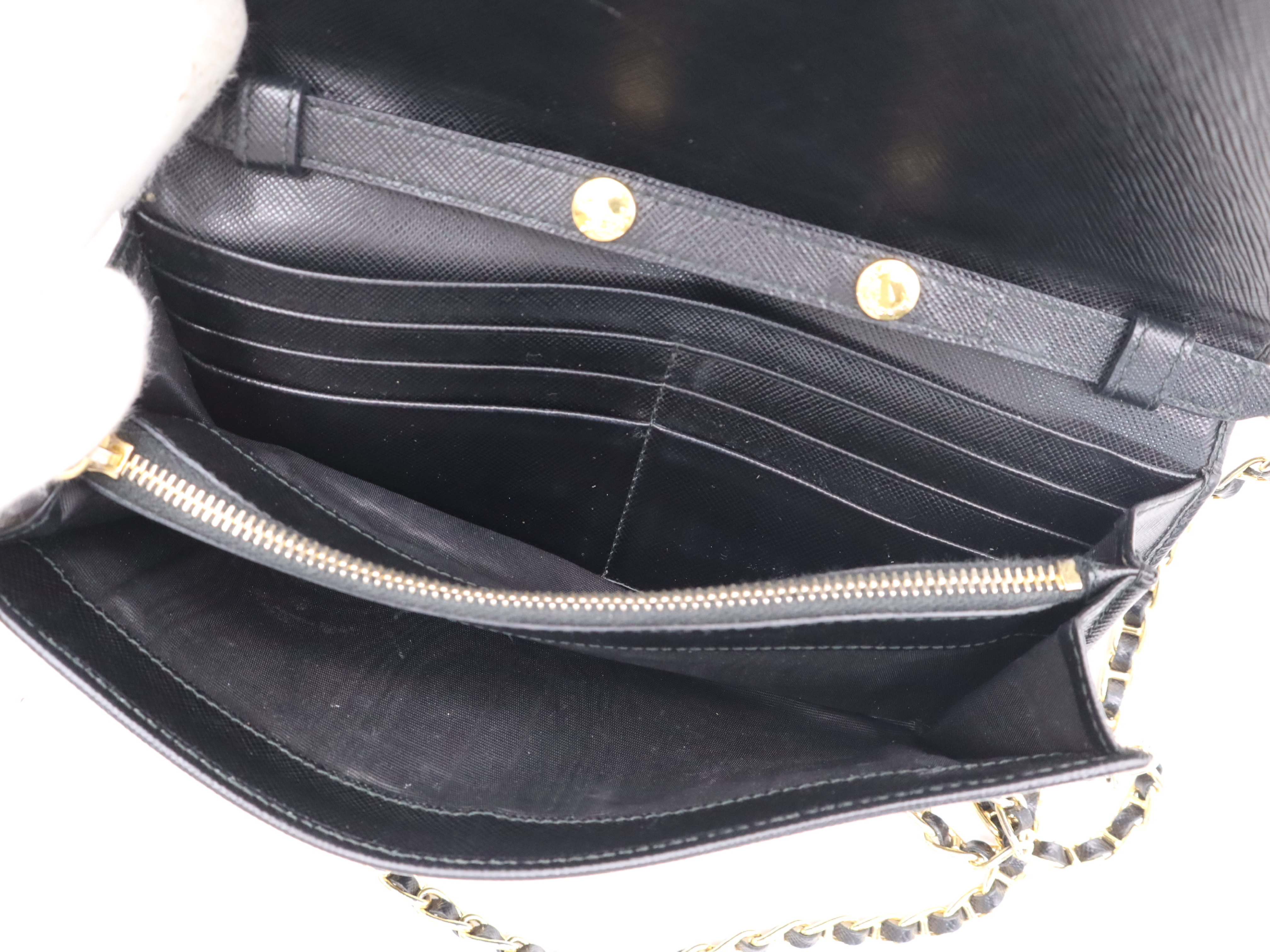 Leather Chain Wallet, Black with Gold Hardware, Shoulder Bag — view 11