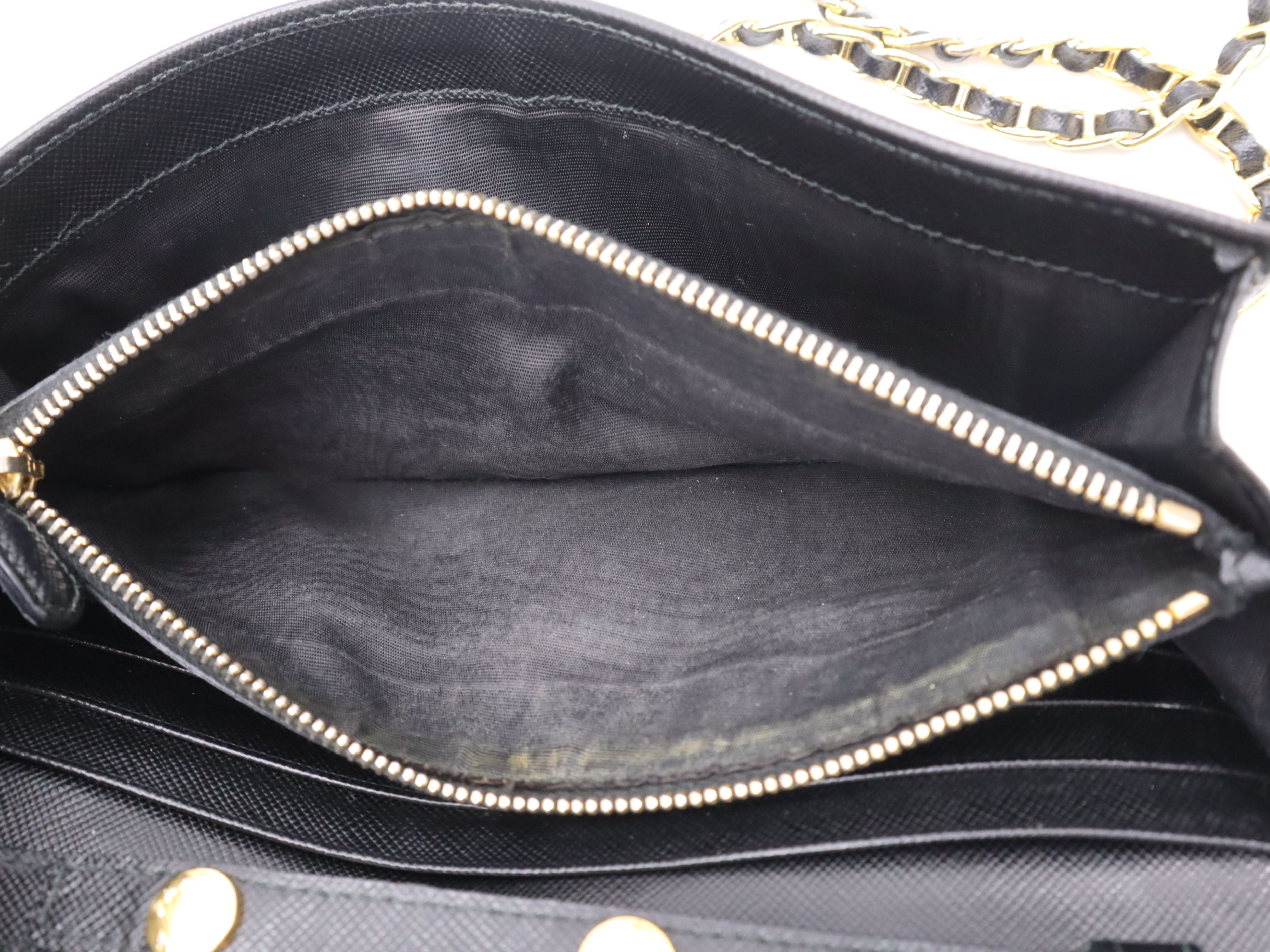 Leather Chain Wallet, Black with Gold Hardware, Shoulder Bag — view 12