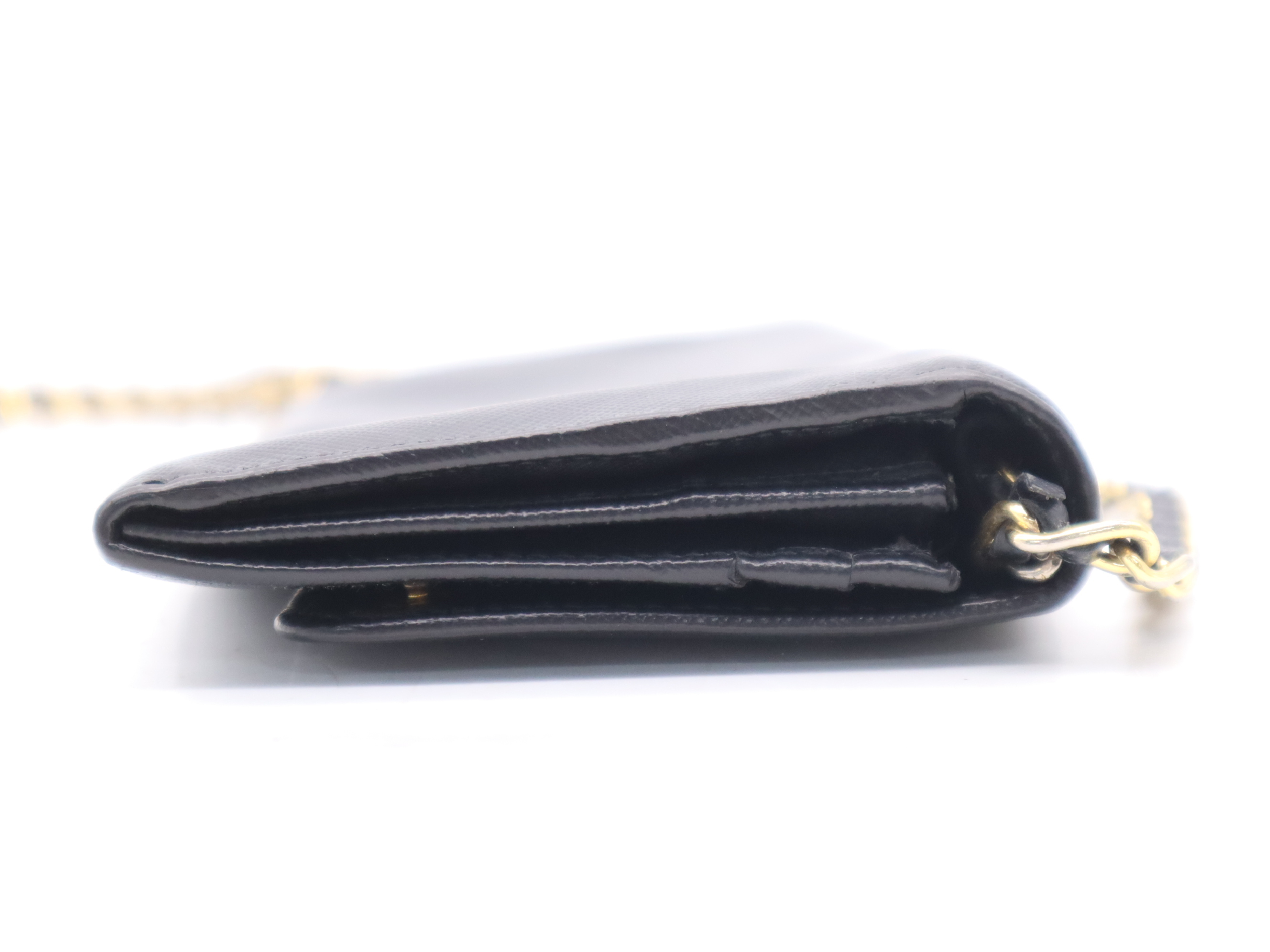 Leather Chain Wallet, Black with Gold Hardware, Shoulder Bag — view 5