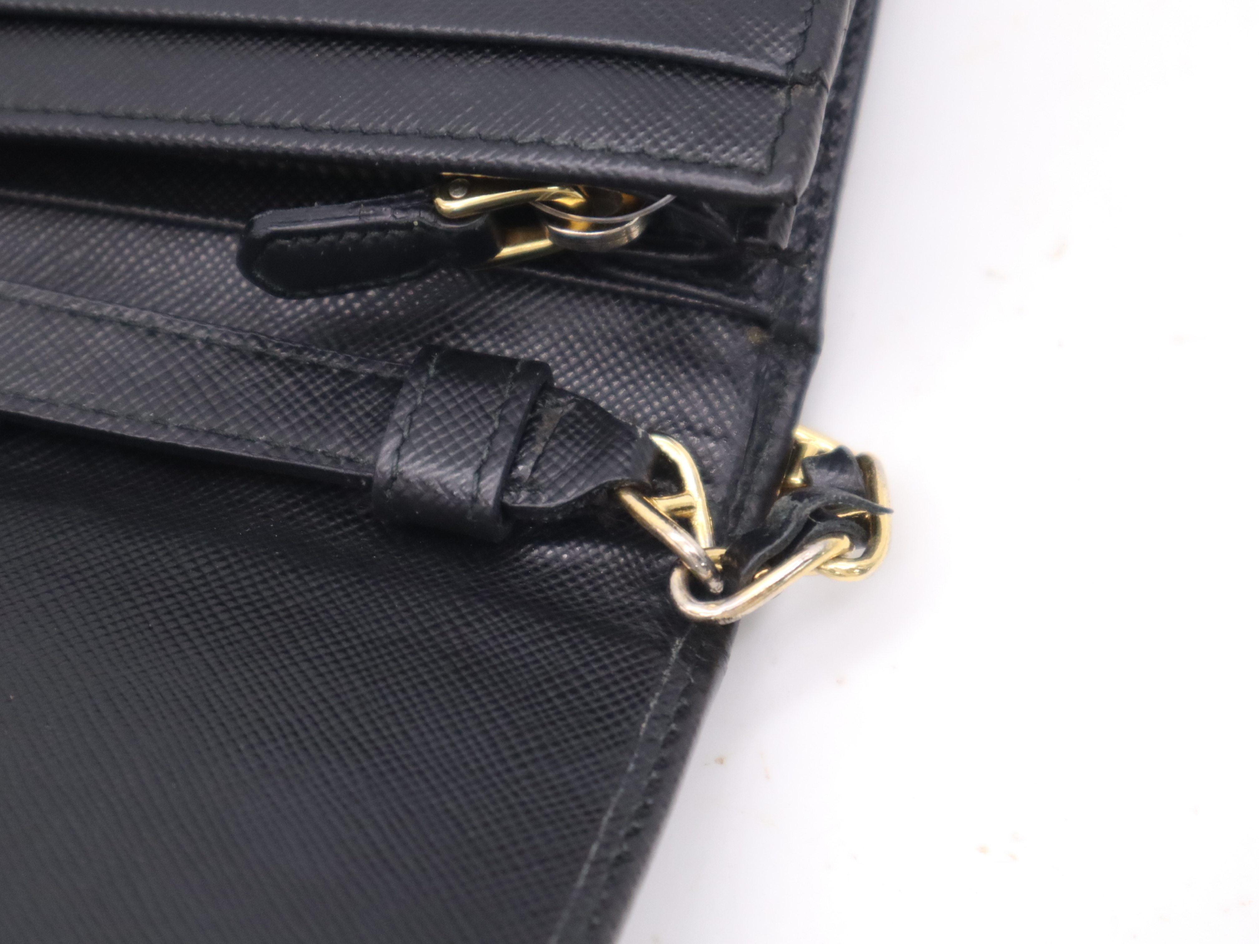 Leather Chain Wallet, Black with Gold Hardware, Shoulder Bag — view 7