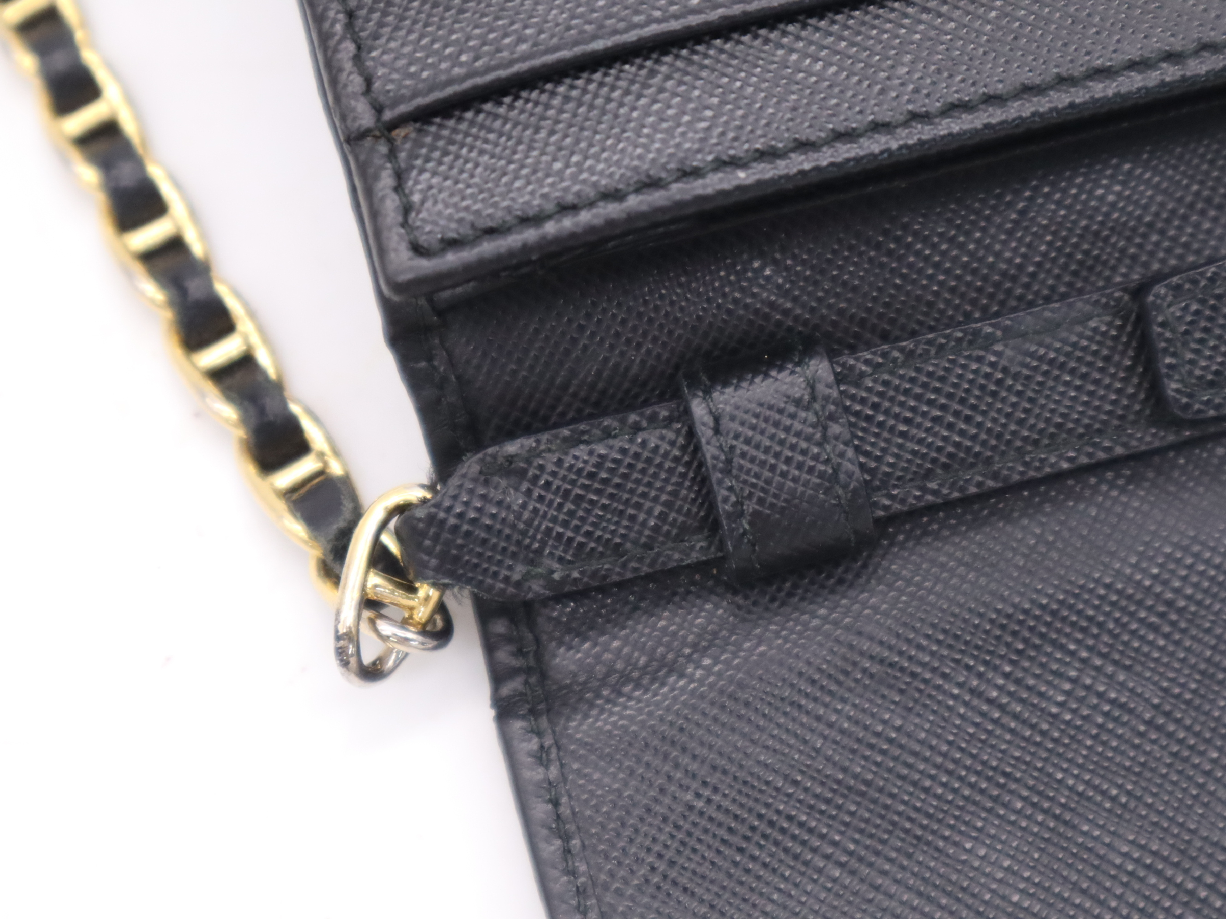 Leather Chain Wallet, Black with Gold Hardware, Shoulder Bag — view 8
