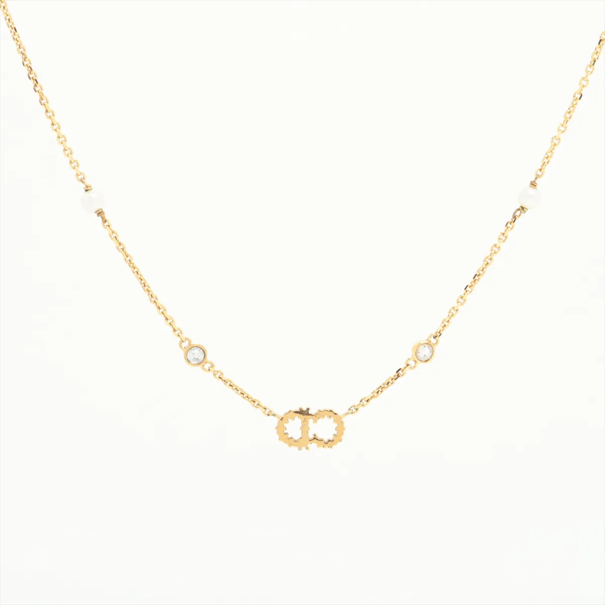 Clair D Lune Necklace GP x Rhinestone x Fake Pearl Gold — view 2