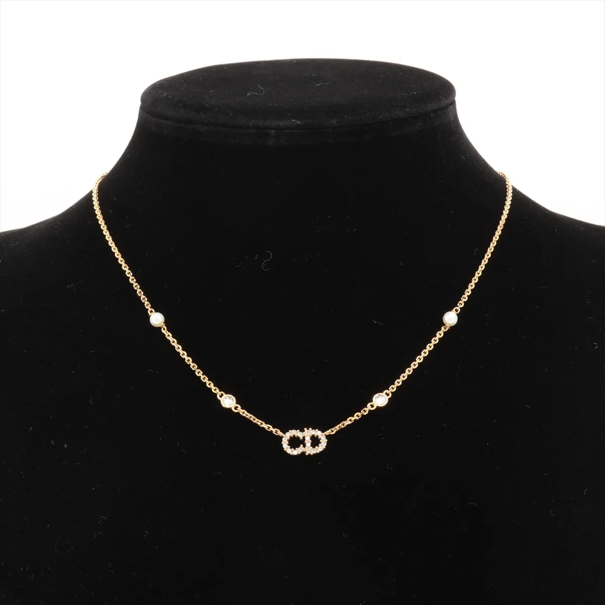 Clair D Lune Necklace GP x Rhinestone x Fake Pearl Gold — view 5