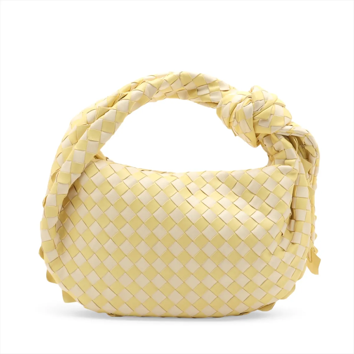 Intrecciato Teen Jodie Leather Shoulder Bag, Yellow x White — view 2