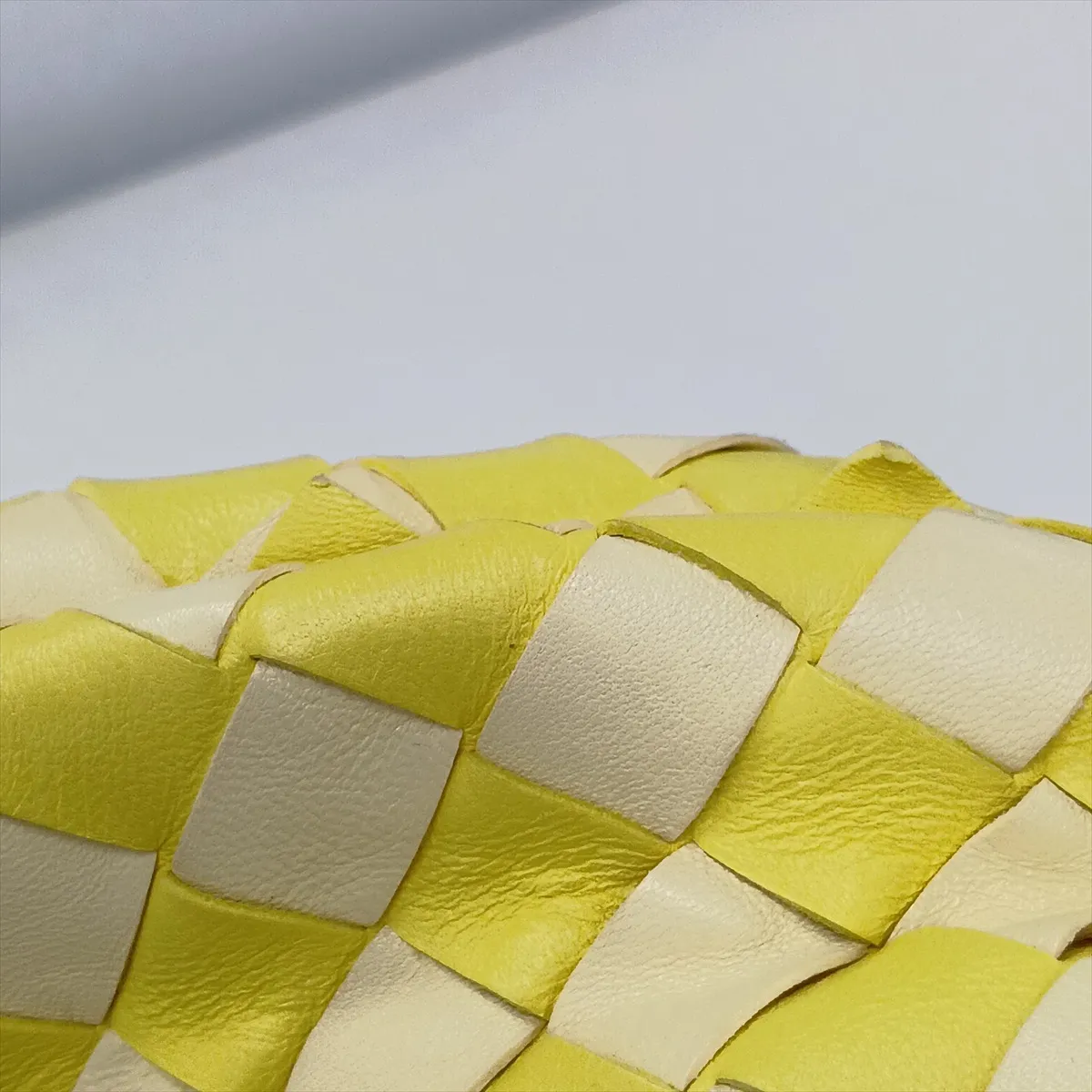 Intrecciato Teen Jodie Leather Shoulder Bag, Yellow x White — view 12