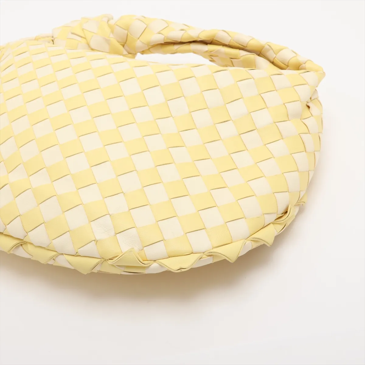 Intrecciato Teen Jodie Leather Shoulder Bag, Yellow x White — view 3