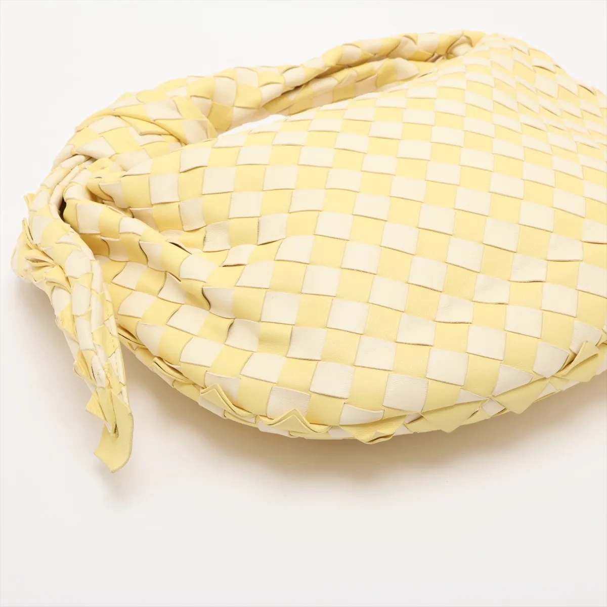 Intrecciato Teen Jodie Leather Shoulder Bag, Yellow x White — view 4