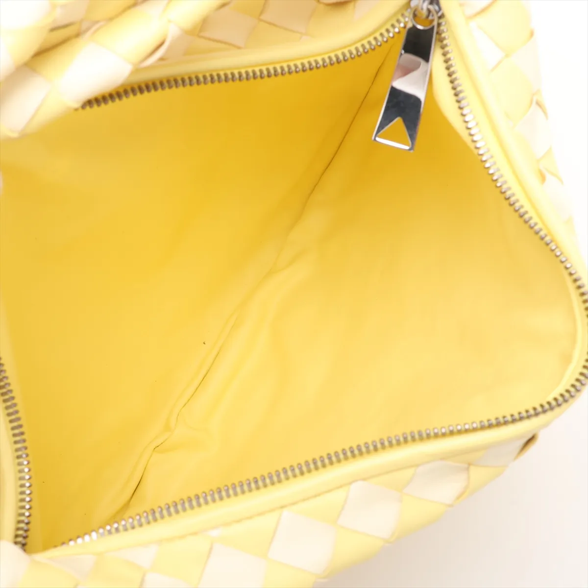 Intrecciato Teen Jodie Leather Shoulder Bag, Yellow x White — view 7