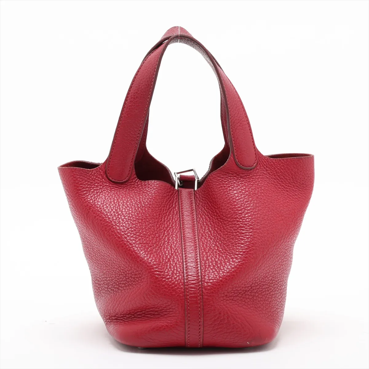 Picotin Lock 18 PM, Taurillon Clemence leather, red, silver hardware. L: 2008 model. Padlock cannot be opened. — view 2