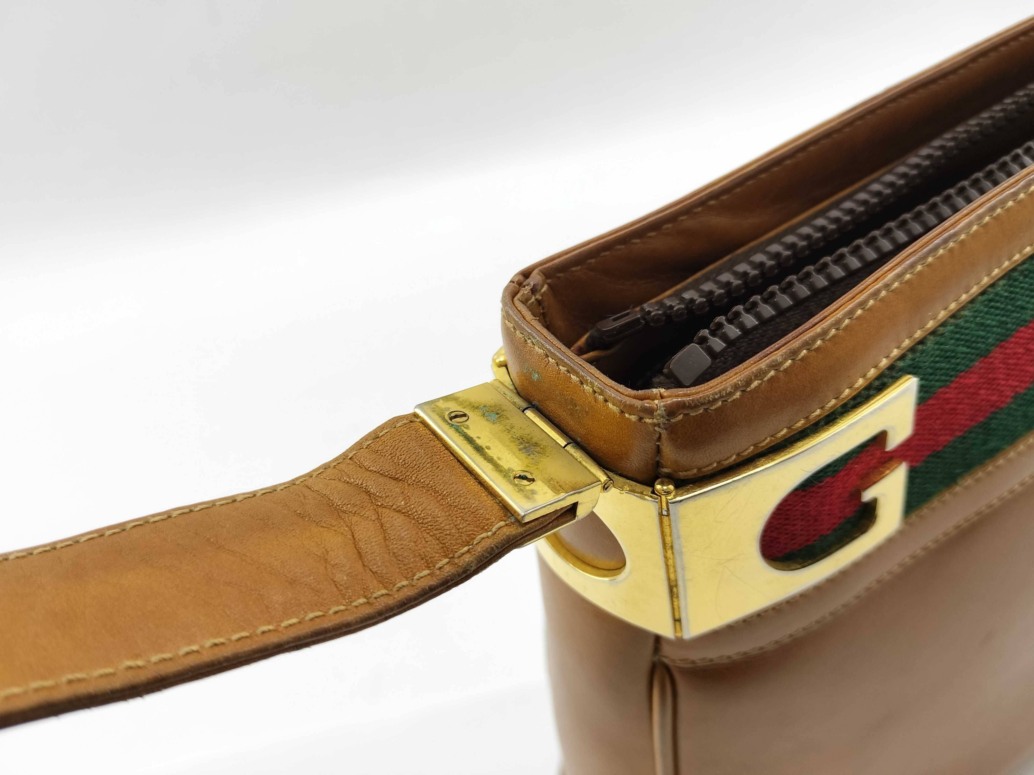 Old Gucci Vintage Sherry Line Leather Handbag One Shoulder Bag — view 11