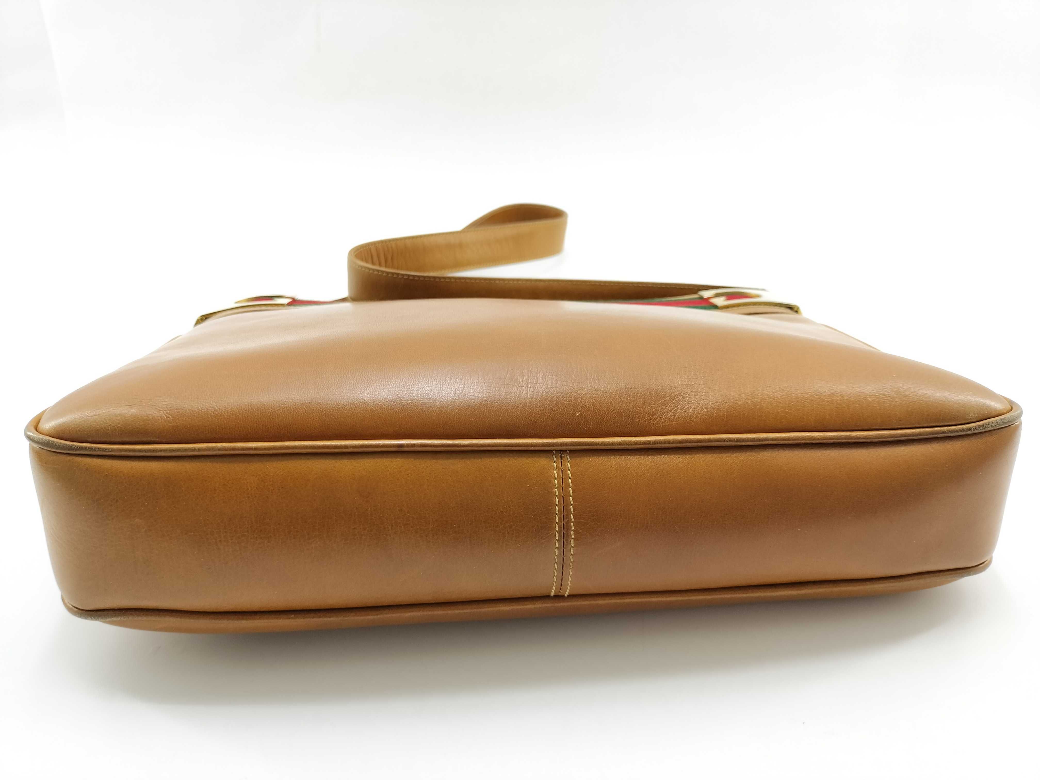 Old Gucci Vintage Sherry Line Leather Handbag One Shoulder Bag — view 3