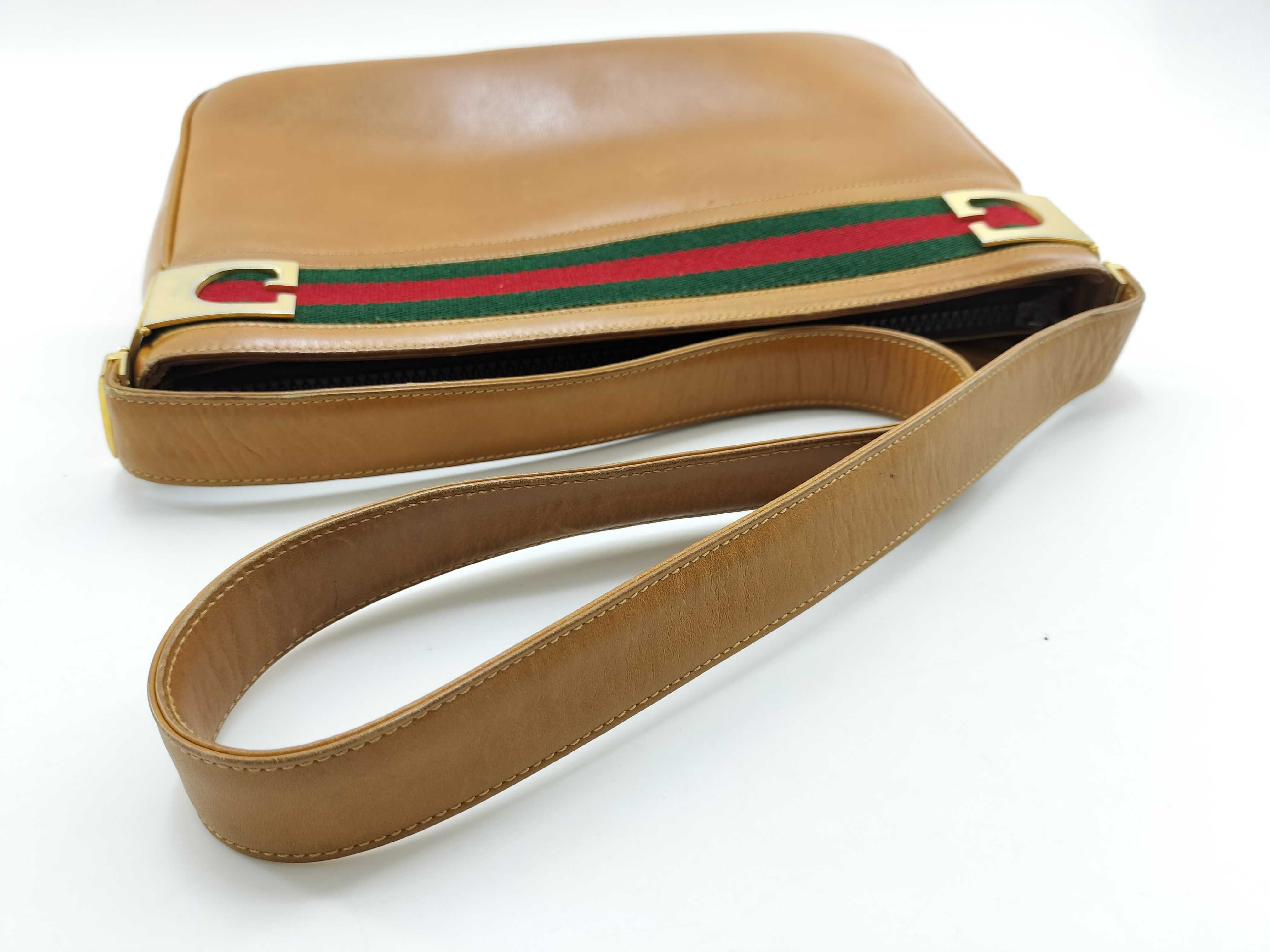 Old Gucci Vintage Sherry Line Leather Handbag One Shoulder Bag — view 8
