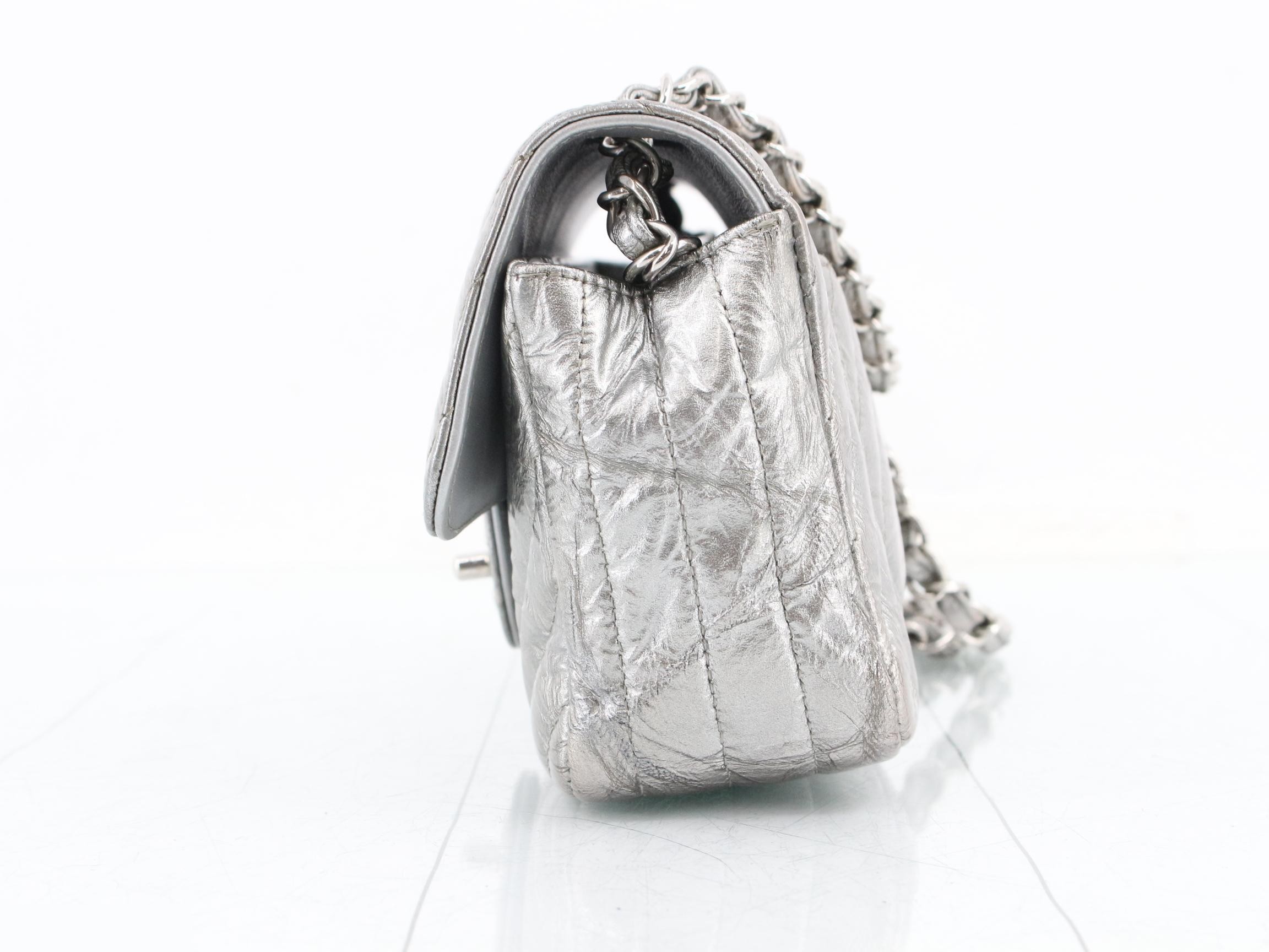 V-stitch Coco Mark Chain Shoulder Bag, Silver — view 3