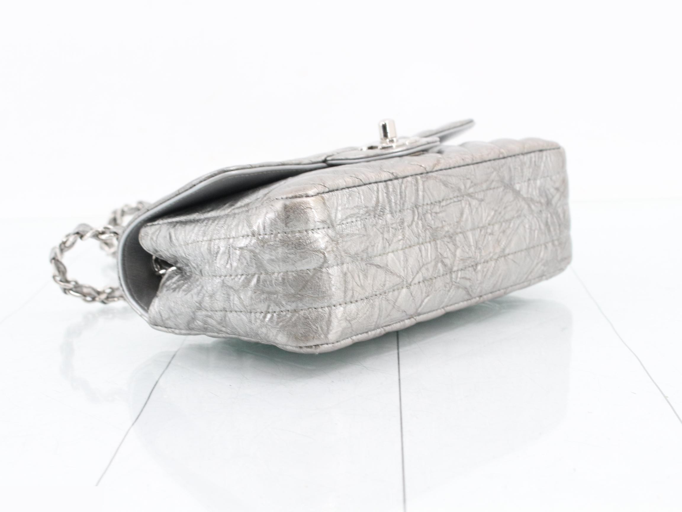 V-stitch Coco Mark Chain Shoulder Bag, Silver — view 5
