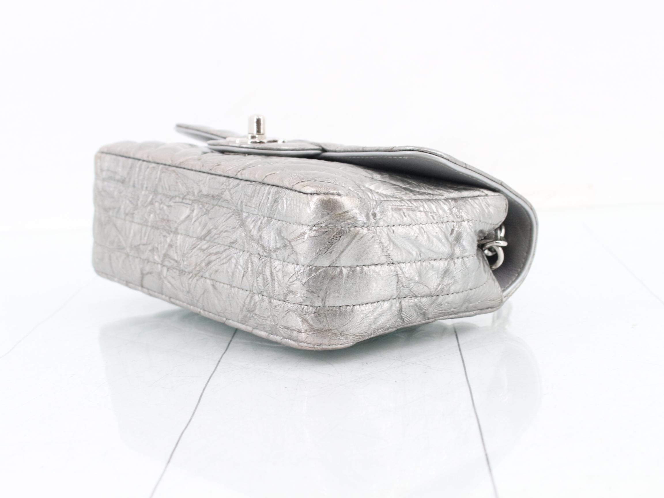 V-stitch Coco Mark Chain Shoulder Bag, Silver — view 6
