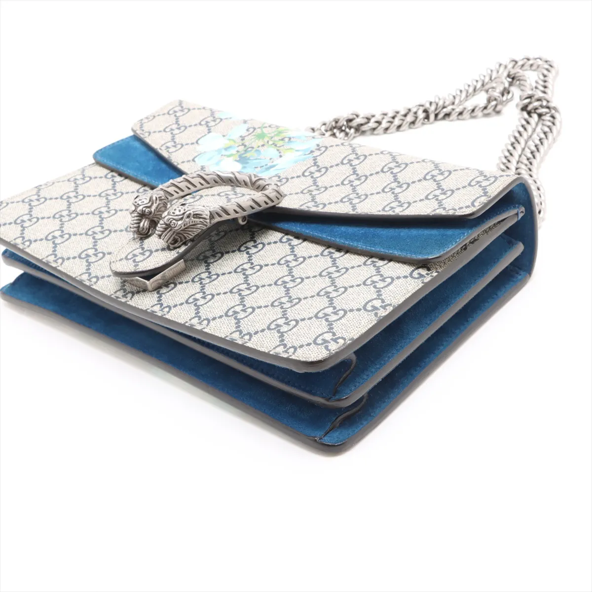 GG Supreme Dionysus PVC x Leather Chain Shoulder Bag Navy x Beige 400249 — view 3