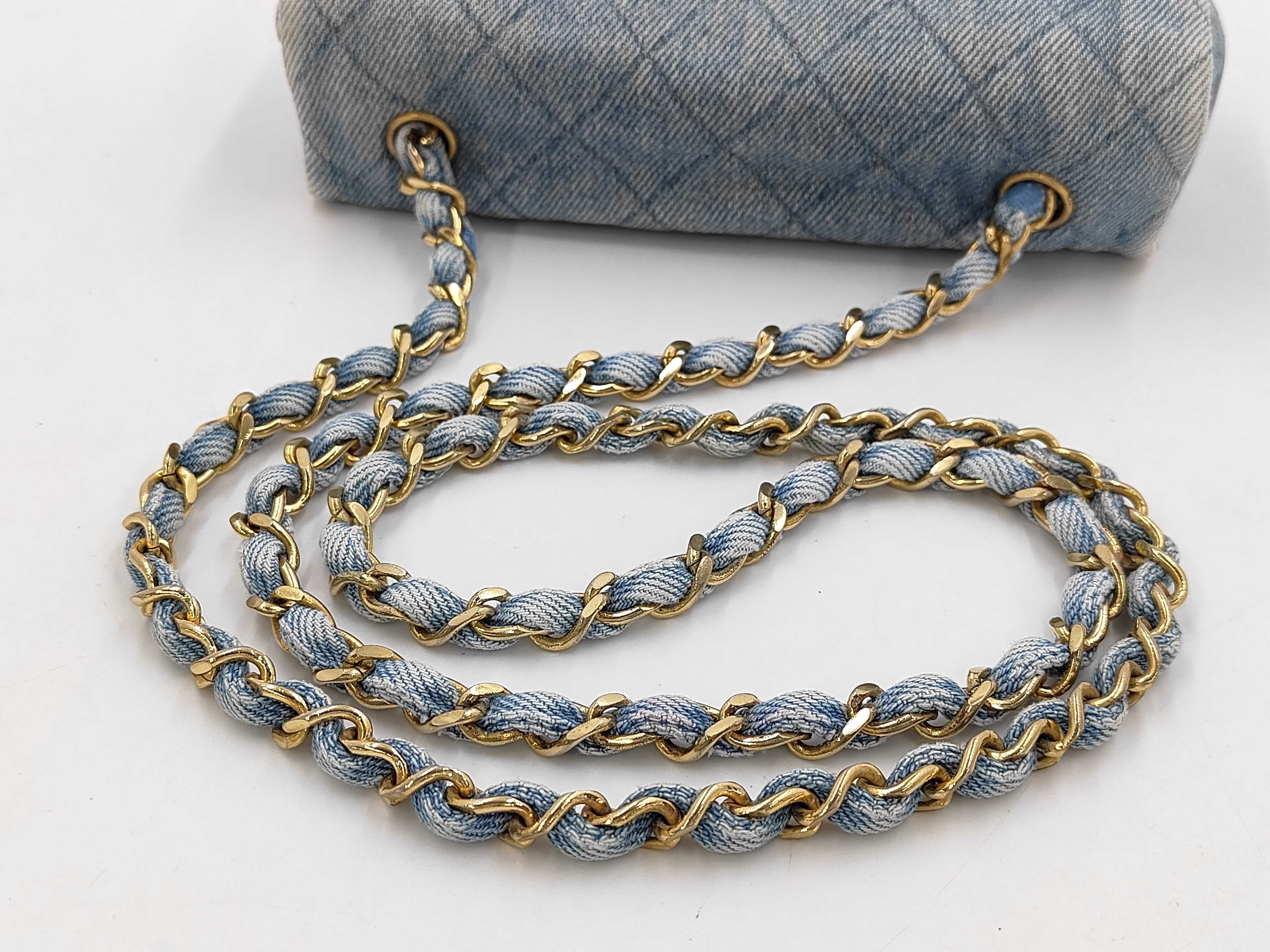 Matelassé Chain Shoulder Bag Denim Shoulder Bag — view 3
