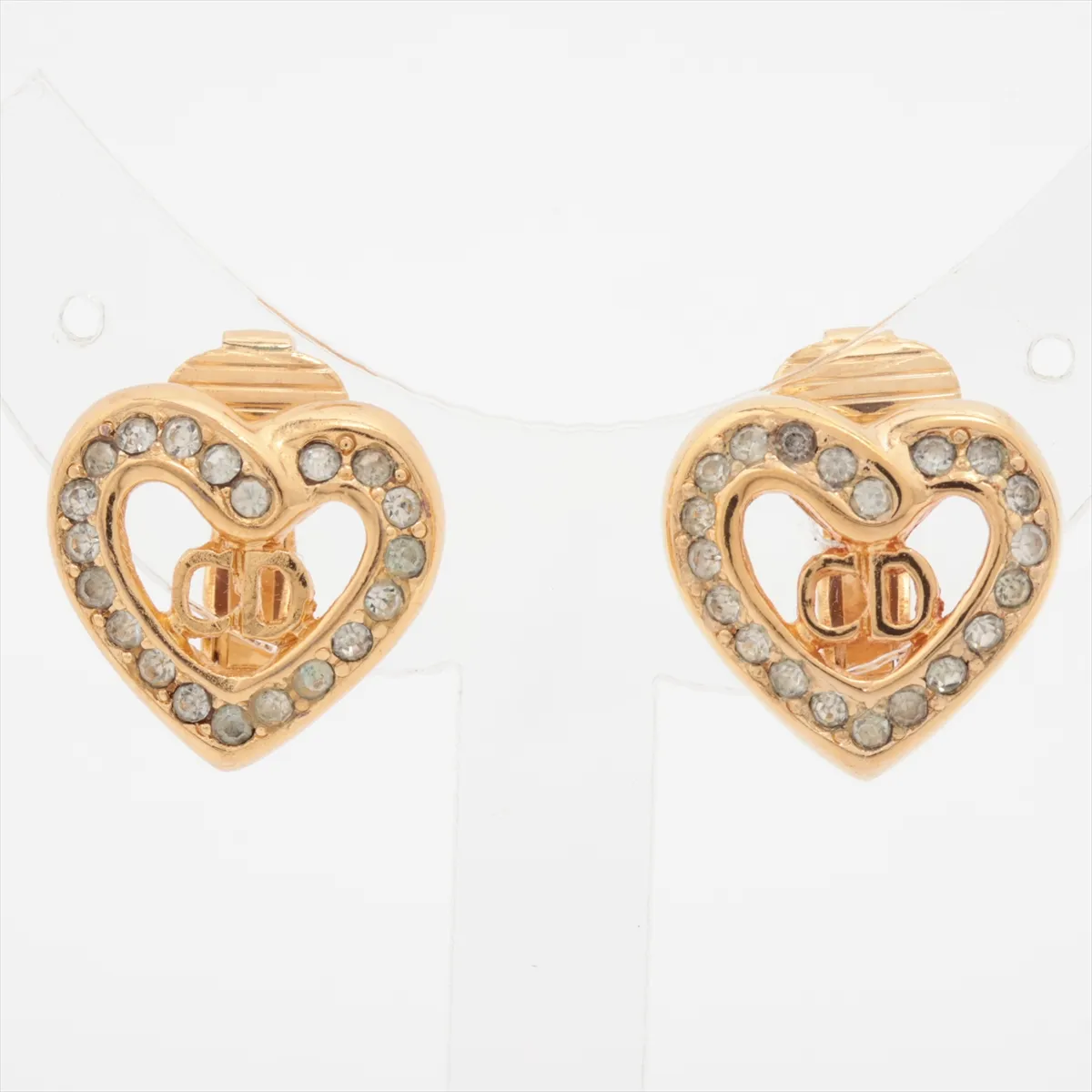 CD logo earrings (for both ears) GP x Rhinestone Gold