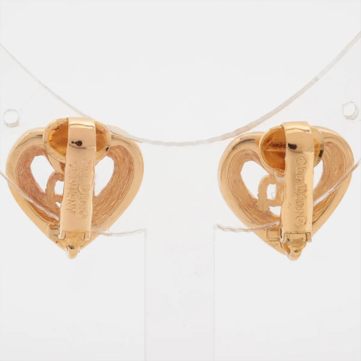 CD logo earrings (for both ears) GP x Rhinestone Gold — view 2