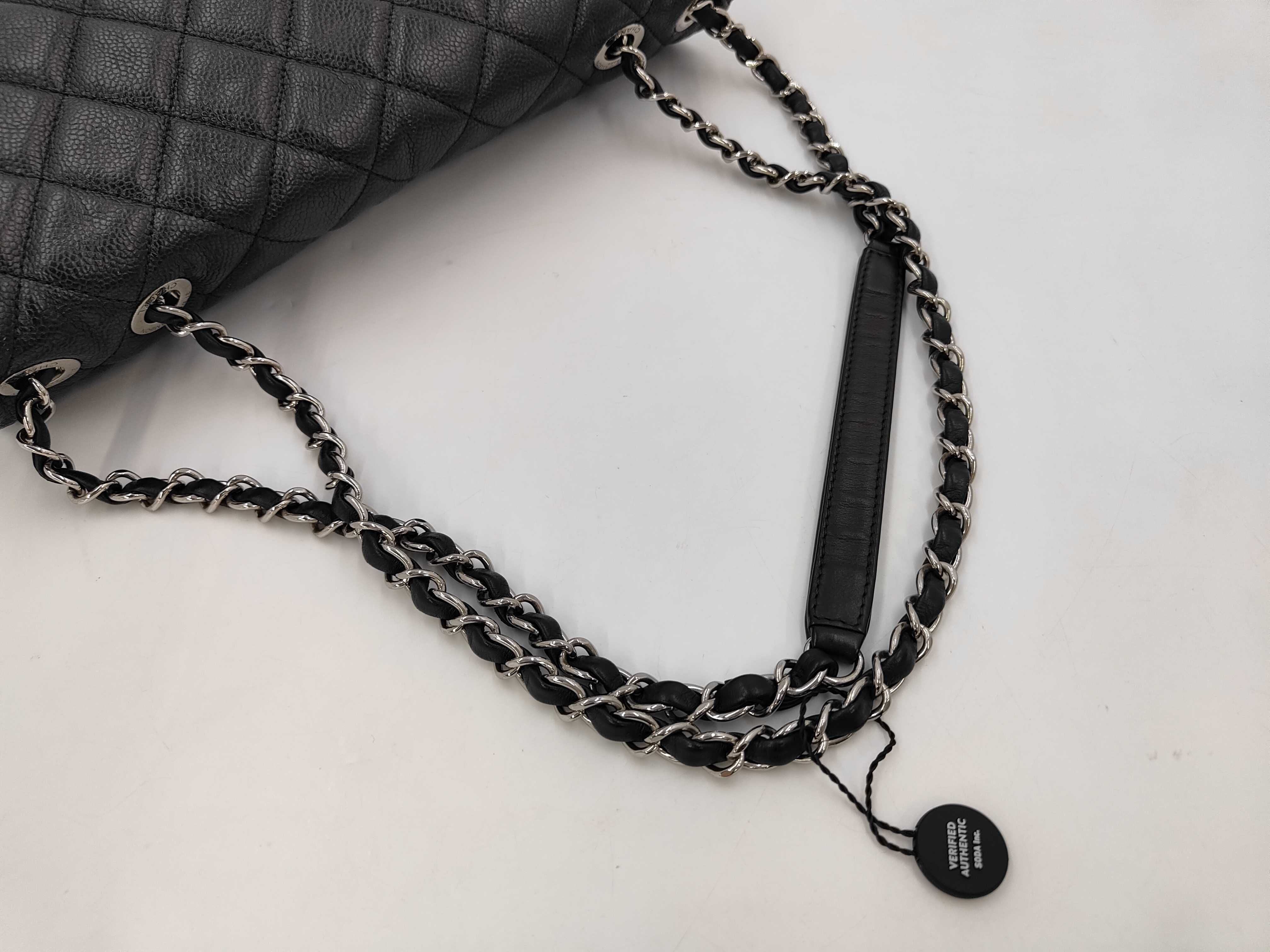 Matelassé Caviar Skin Chain Shoulder Bag with Coco Mark — view 5