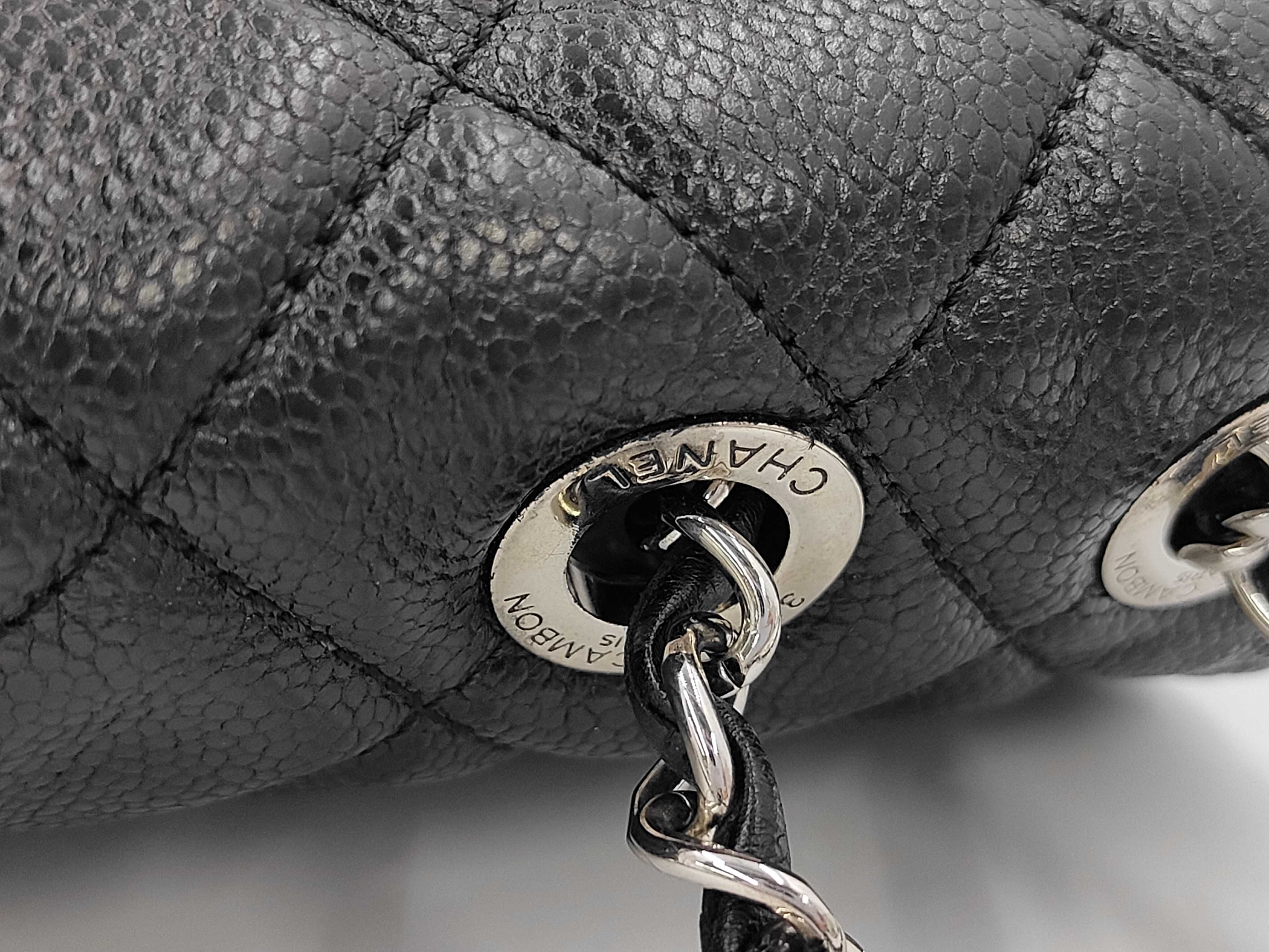 Matelassé Caviar Skin Chain Shoulder Bag with Coco Mark — view 7
